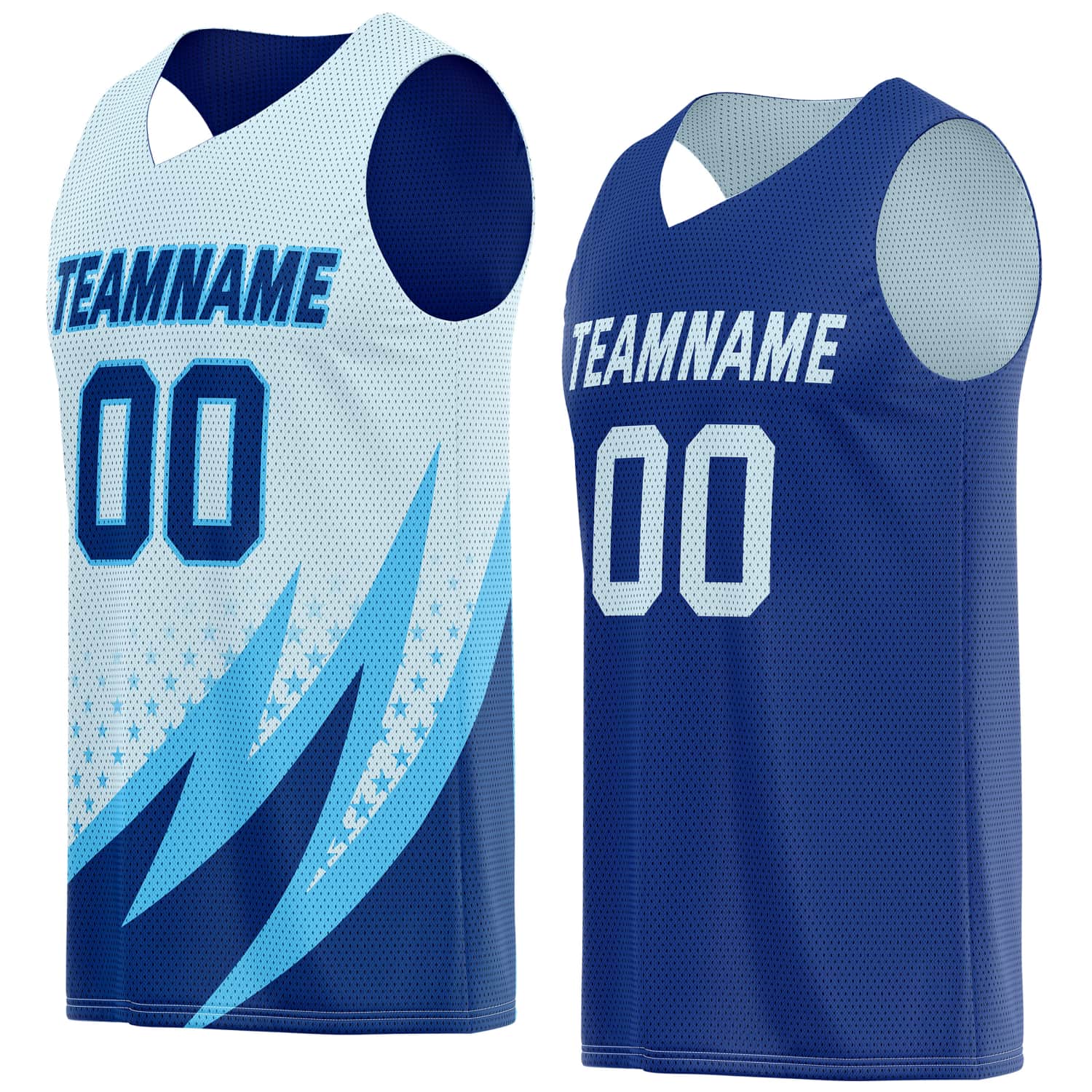 Custom Reversible Basketball Jersey for Individuals & Teams – Light Blue & Navy | Vosoli