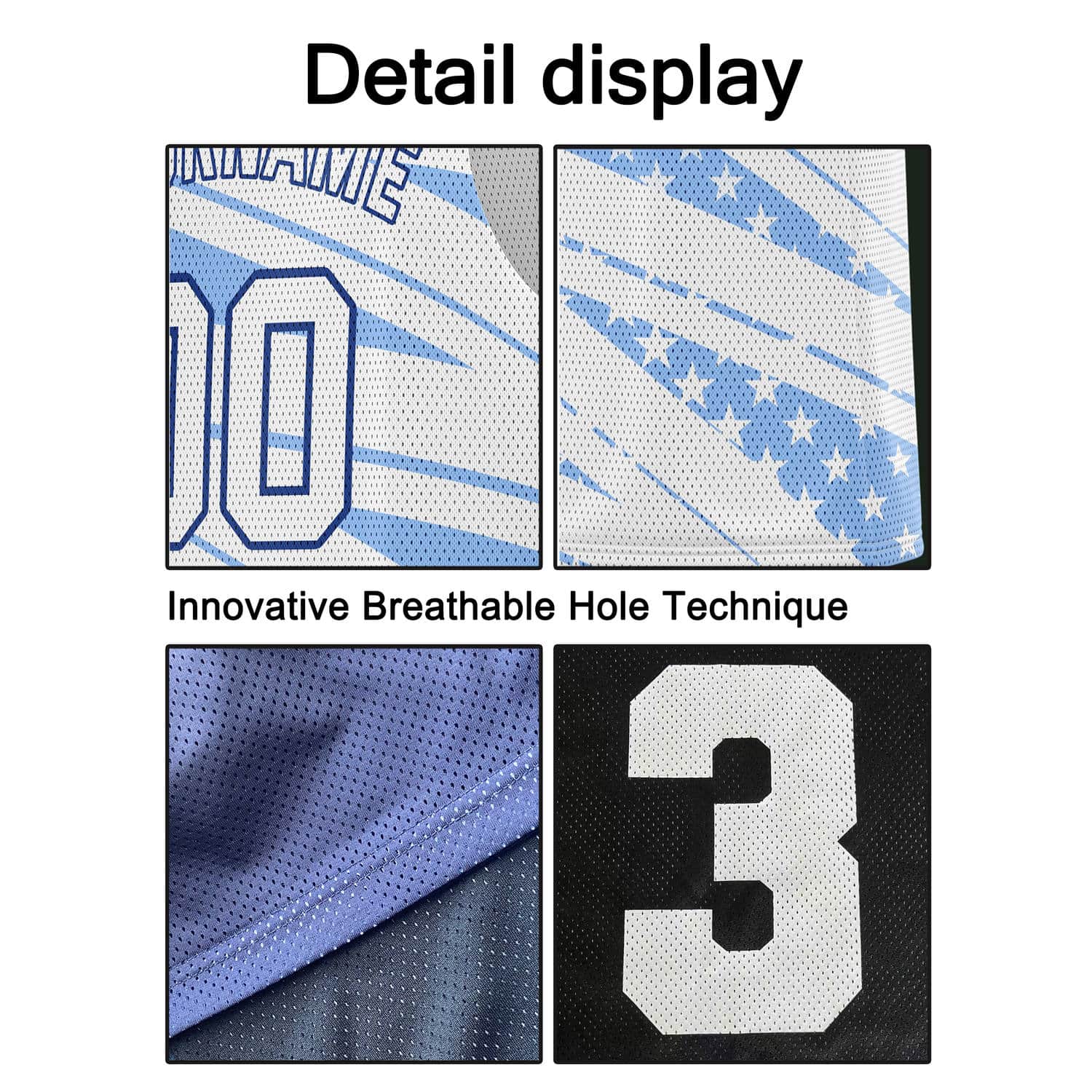 Custom Reversible Basketball Jersey for Individuals & Teams – Light Blue White Star Stripe | Vosoli