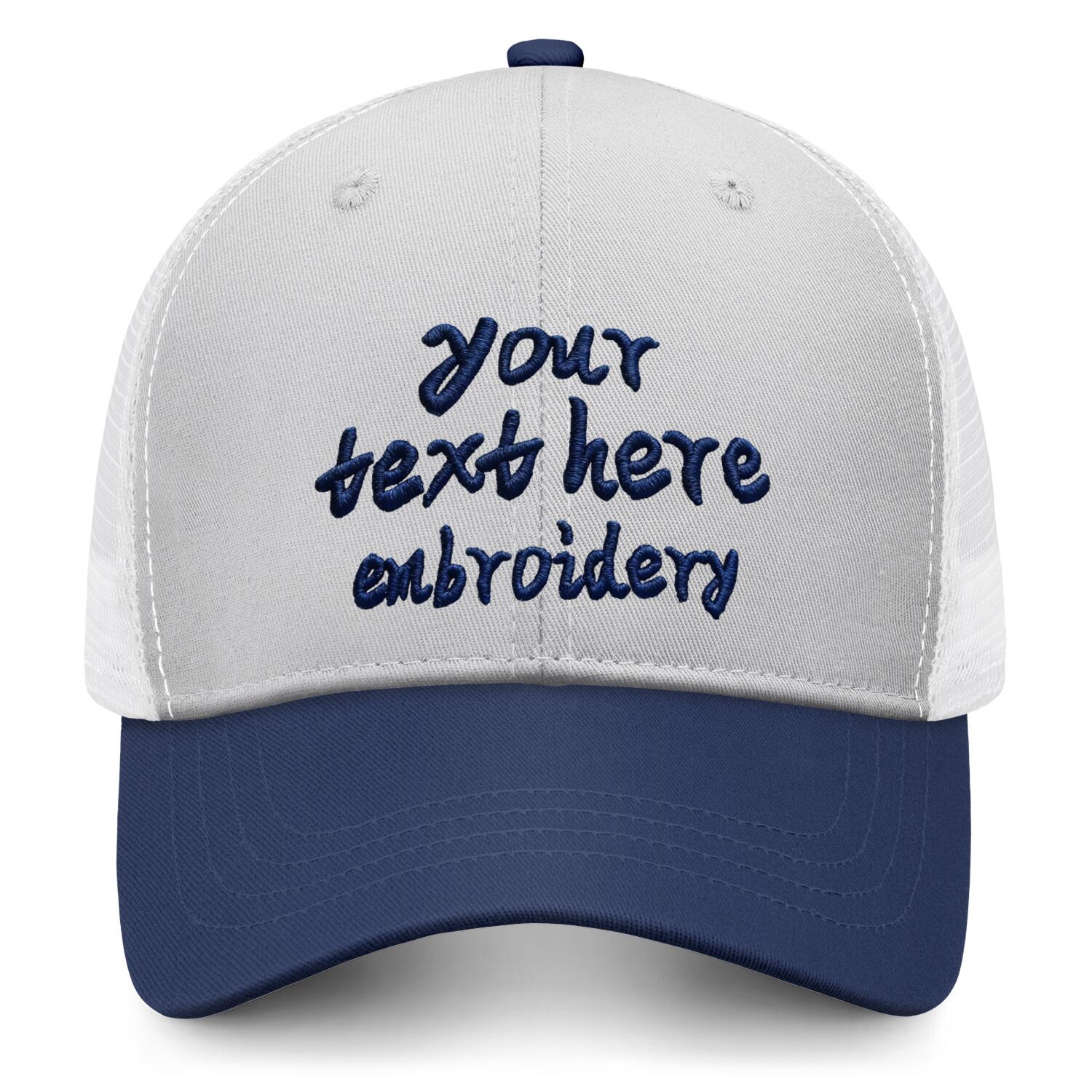 Vosoli Light Gray & Navy Blue Two-Tone Baseball Trucker Hat - Unisex Custom 3D Embroidery or Print