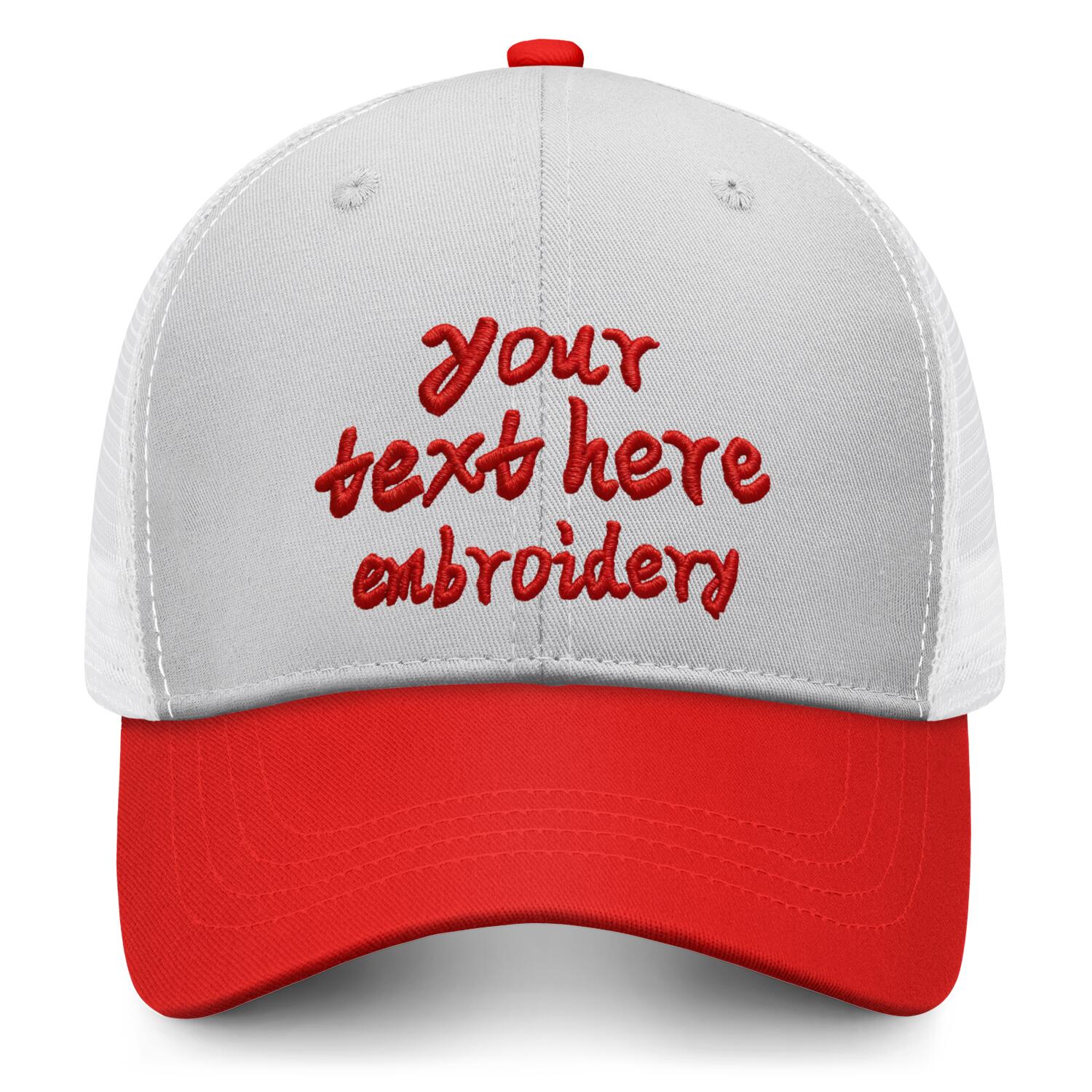 Vosoli Light Gray & Red Two-Tone Baseball Trucker Hat - Unisex Custom 3D Embroidery or Print