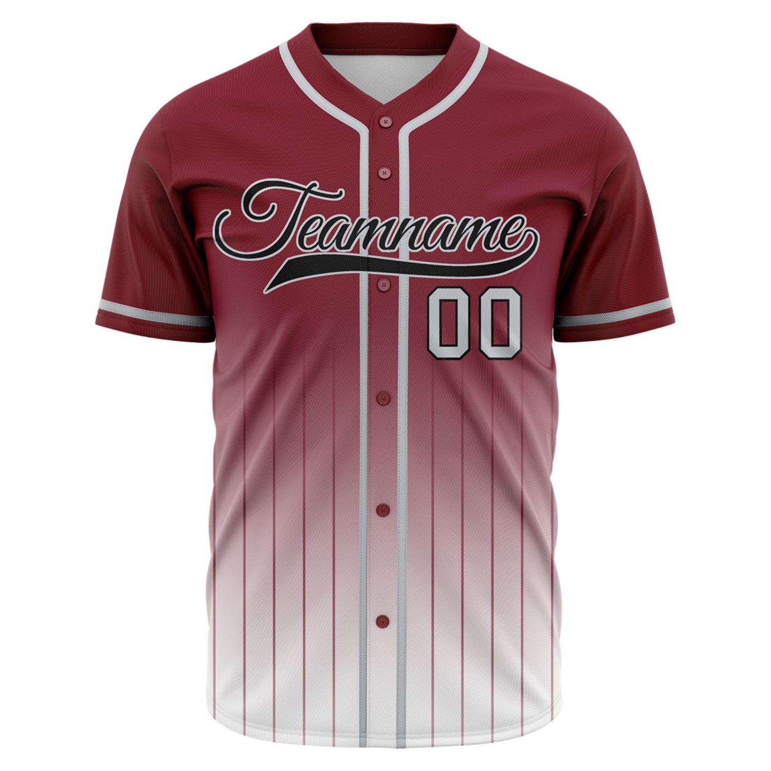 VOSOLI Vintage Maroon & White Gradient Pinstripe Baseball Jersey