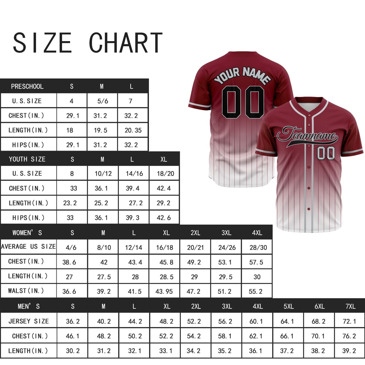 VOSOLI Vintage Maroon & White Gradient Pinstripe Baseball Jersey