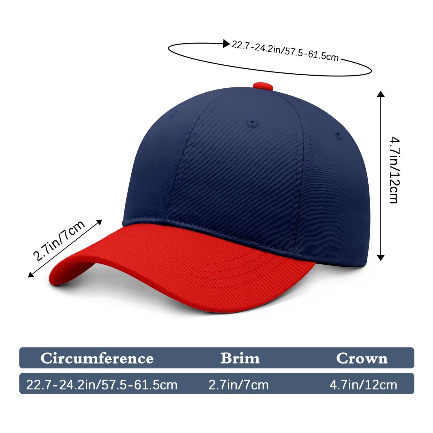 Vosoli Navy Blue & Red Color-Block Baseball Cap - Unisex Custom 3D Embroidery or Print Hat