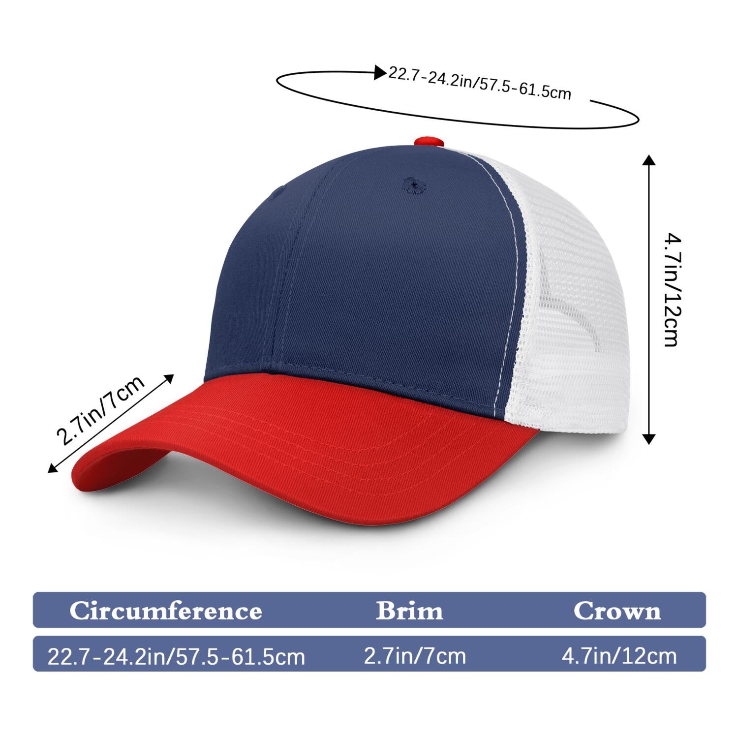 Vosoli Navy Blue & Red Two-Tone Trucker Hat - Unisex Custom 3D Embroidery or Print