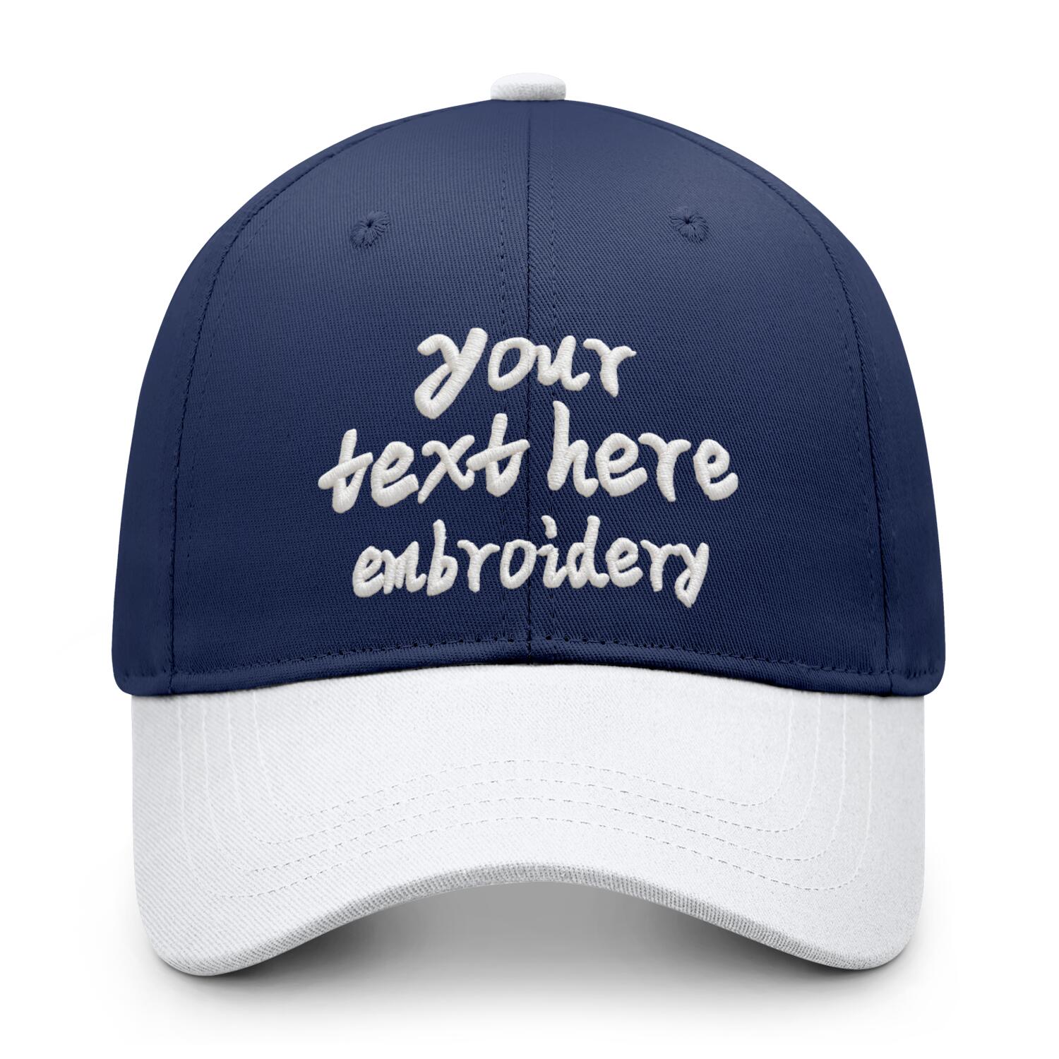 Vosoli Navy Blue & White Color-Block Baseball Cap - Unisex Custom 3D Embroidery or Print Hat