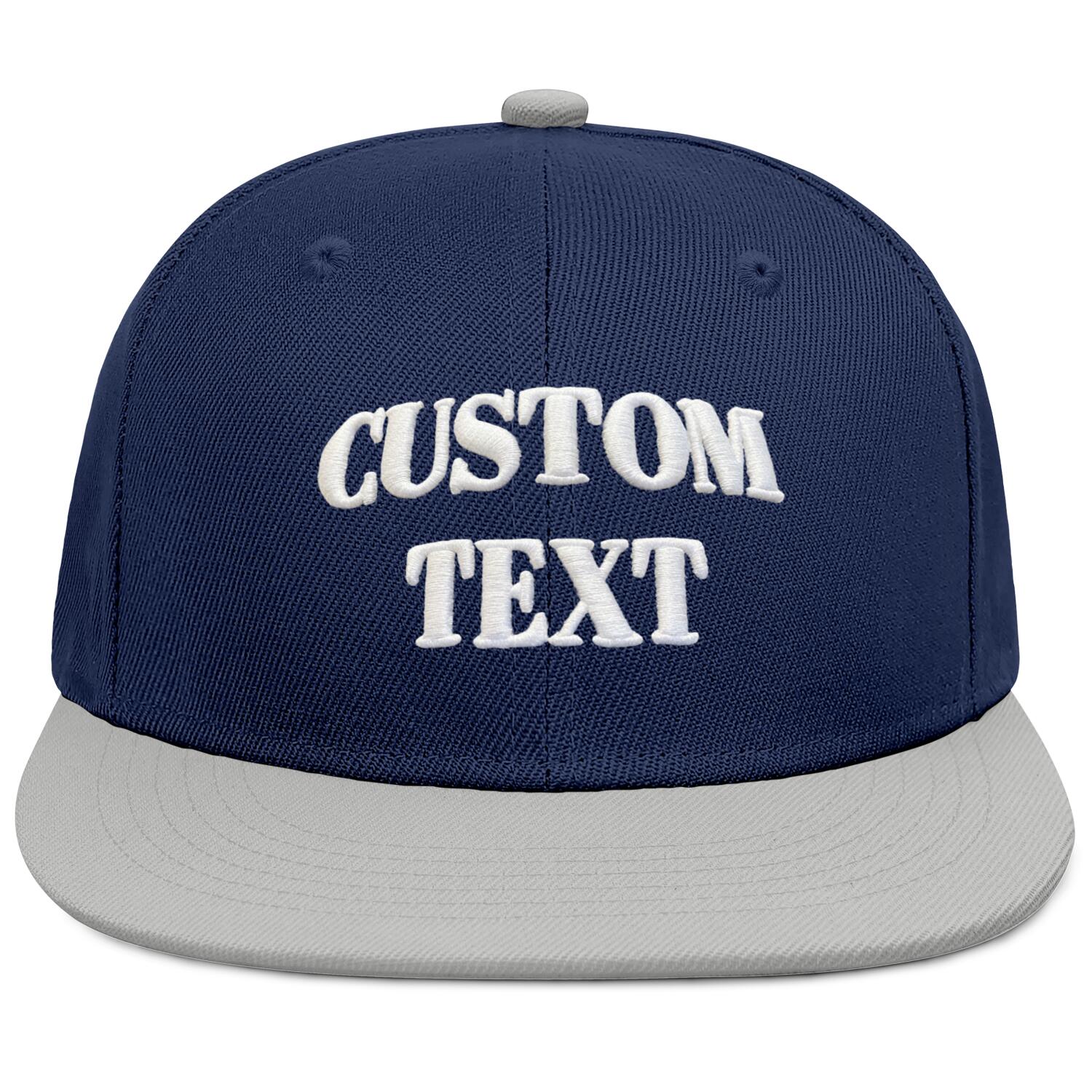 Vosoli Navy & Gray Color-Block Flat-Brim Hat - Unisex Personal & Team Custom 3D Embroidery or Print Cap
