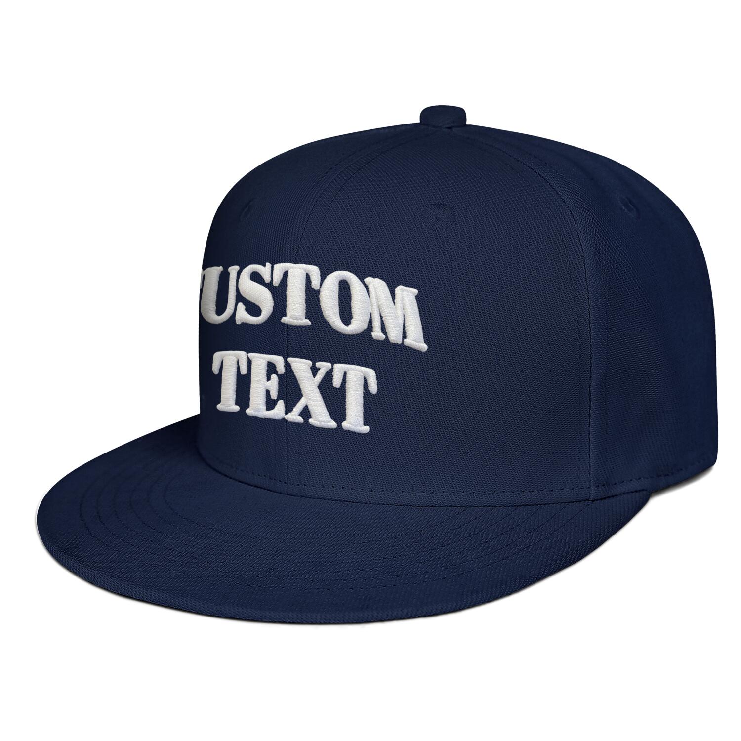 Vosoli Navy Unisex Flat Brim Cap - Team Custom 3D Embroidery or Print Personalized Hats
