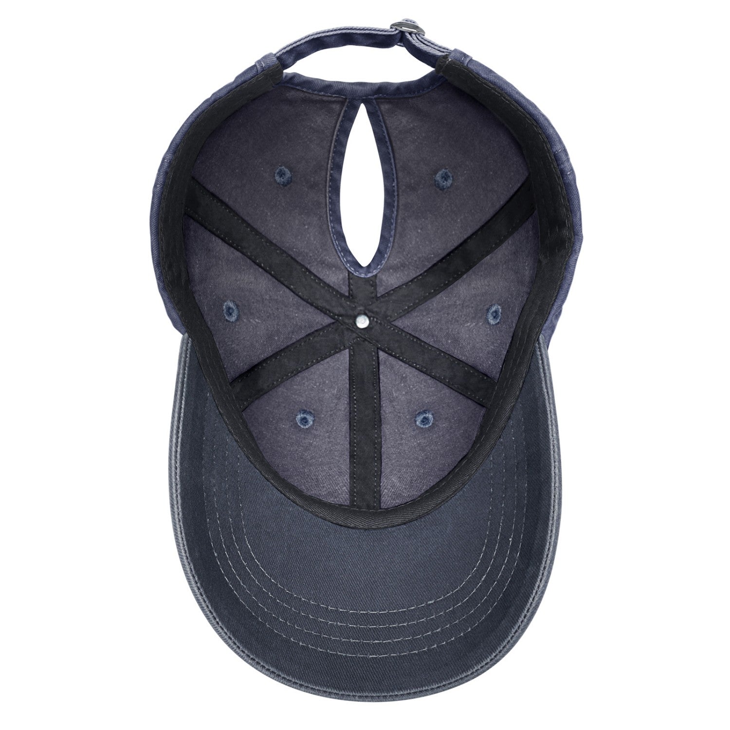 Vosoli Navy Washed Denim Women’s Ponytail Cap - Team Custom 3D Embroidery or Print Personalized Hat