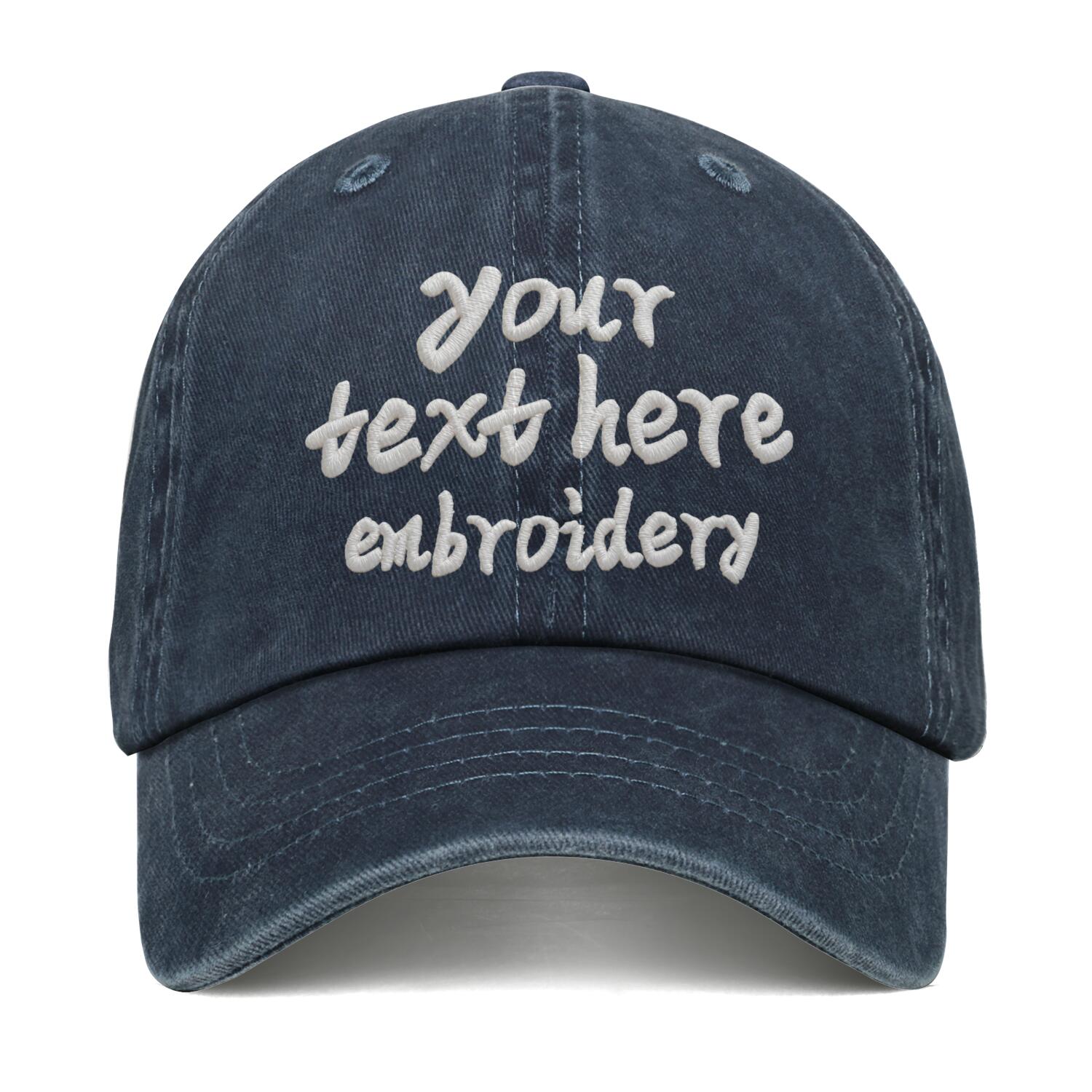 Vosoli Navy Washed Denim Women’s Ponytail Cap - Team Custom 3D Embroidery or Print Personalized Hat
