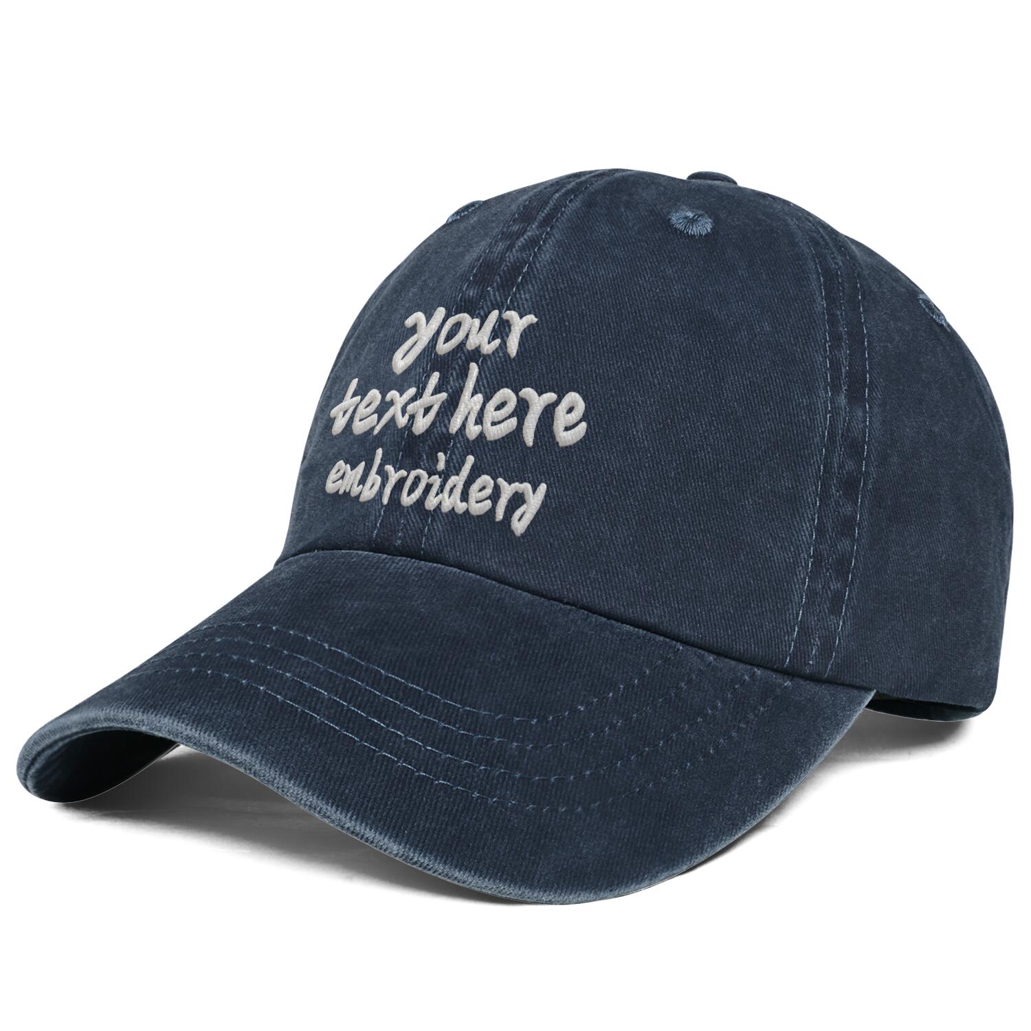 Vosoli Navy Washed Denim Women’s Ponytail Cap - Team Custom 3D Embroidery or Print Personalized Hat