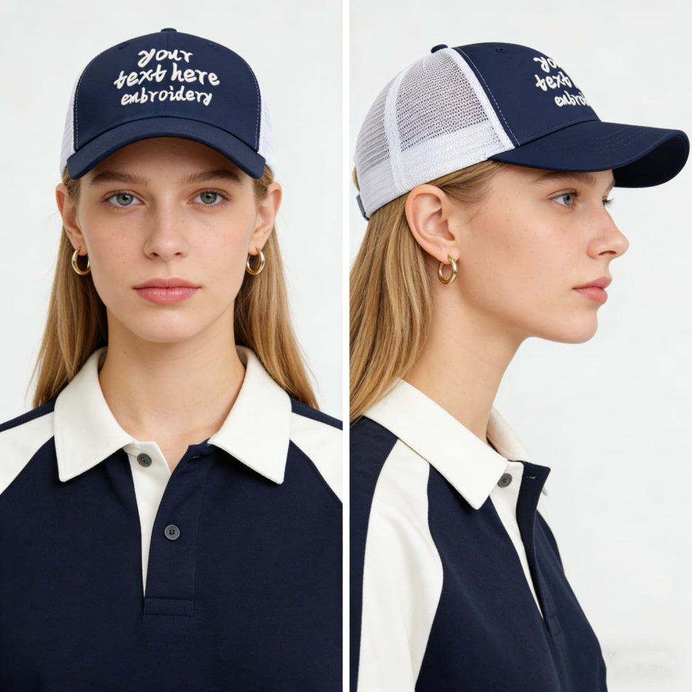 Vosoli Navy White Trucker Cap - Custom Embroidered Personalized Hat