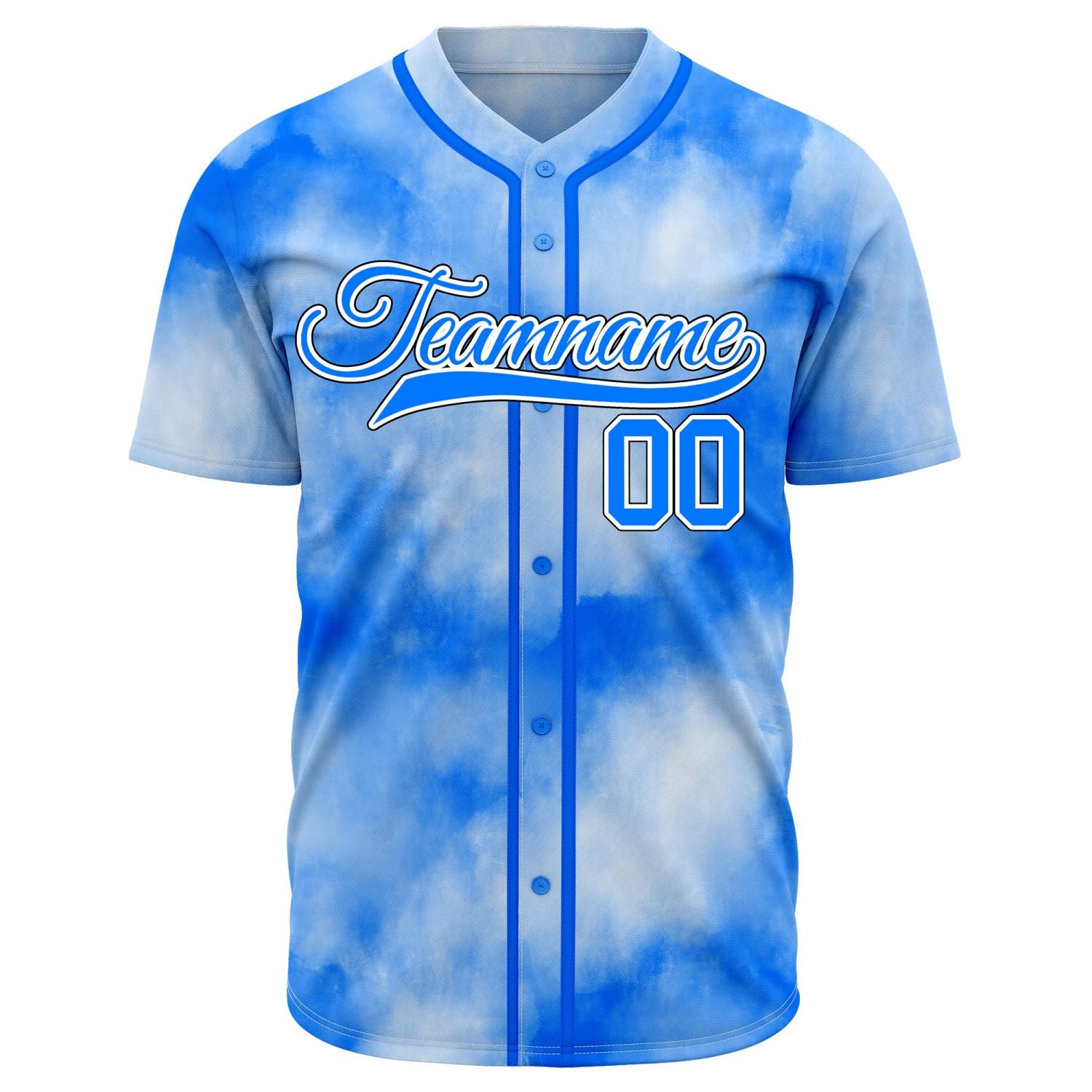 VOSOLI Cobalt Blue Tie-Dye Graffiti Custom Embroidery Baseball Jersey