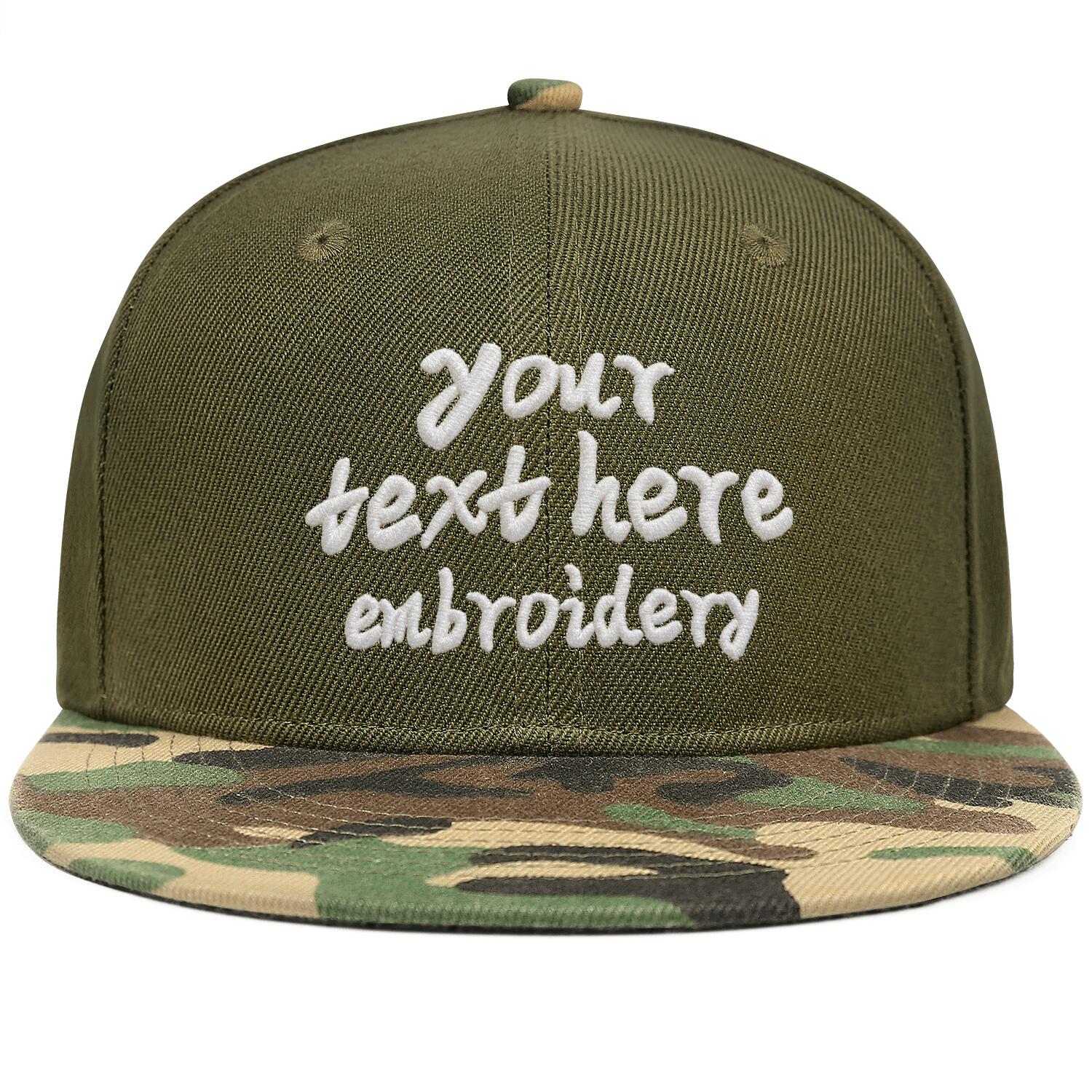 Vosoli Olive Camo Flat Brim Cap - Team Custom Embroider or Print Personalized Hat