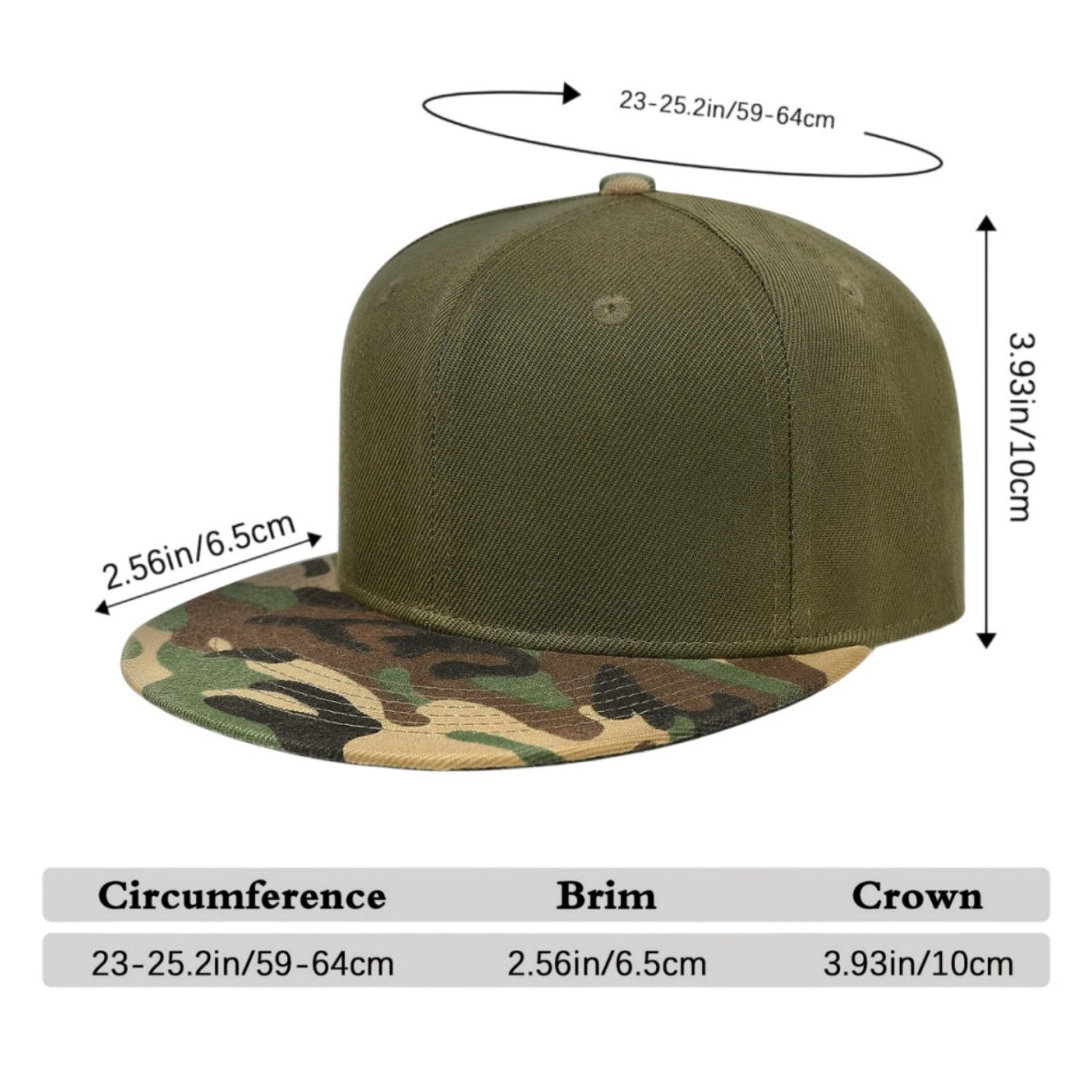 Vosoli Olive Camo Flat Brim Cap - Team Custom Embroider or Print Personalized Hat