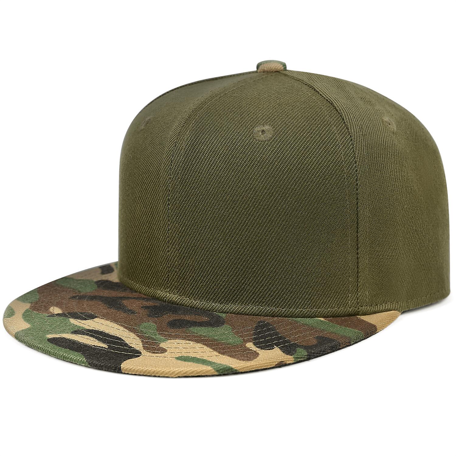 Vosoli Olive Camo Flat Brim Cap - Team Custom Embroider or Print Personalized Hat