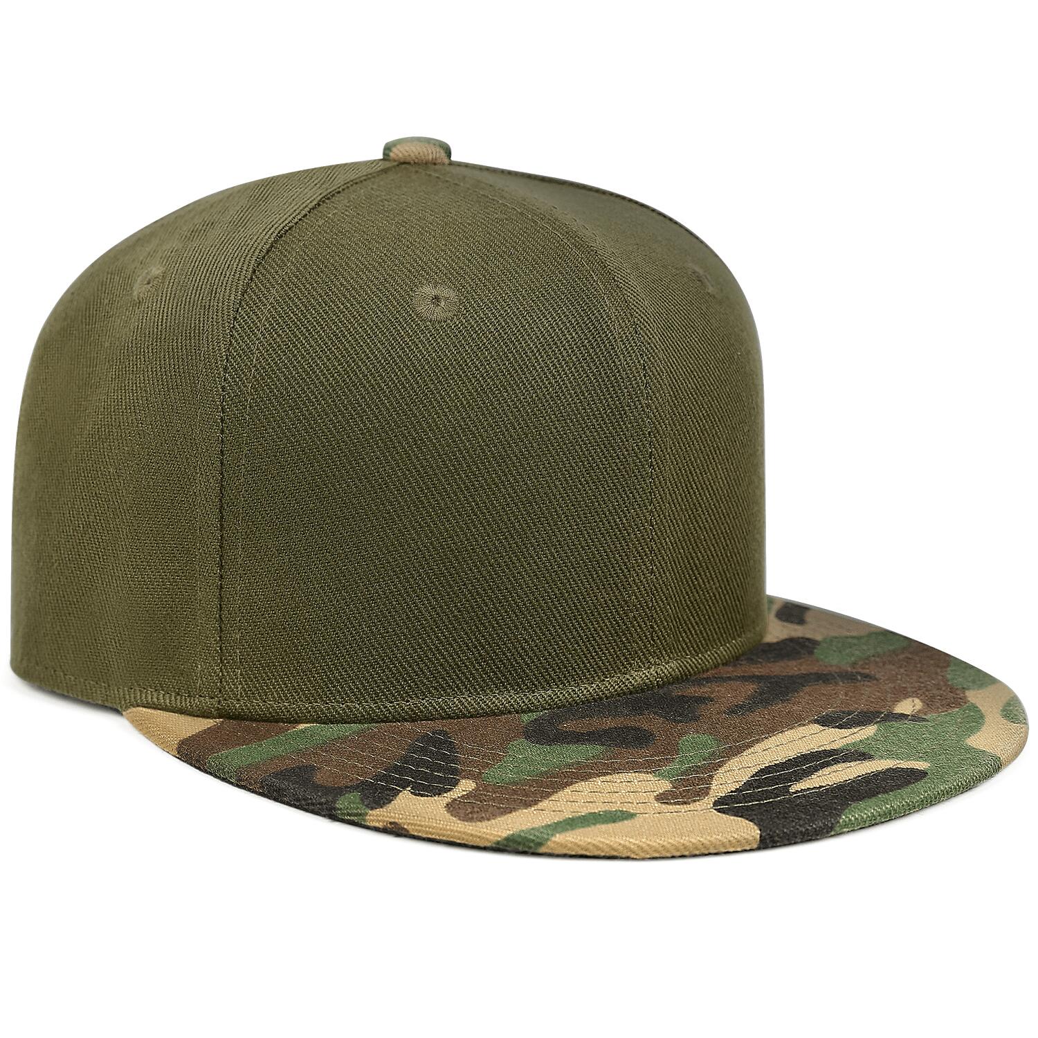 Vosoli Olive Camo Flat Brim Cap - Team Custom Embroider or Print Personalized Hat