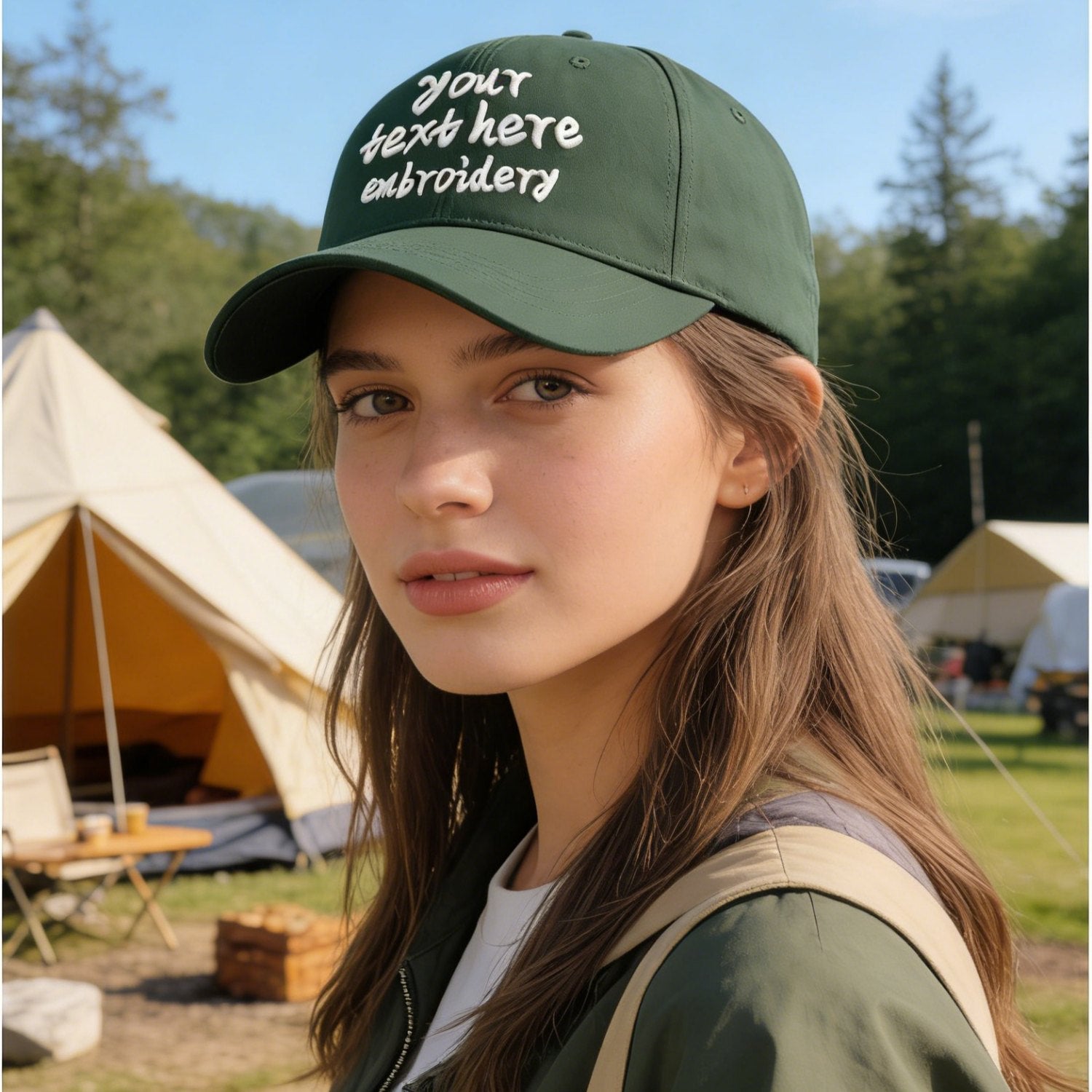 Vosoli Olive Green Solid Baseball Cap - Unisex Custom 3D Embroidery or Print