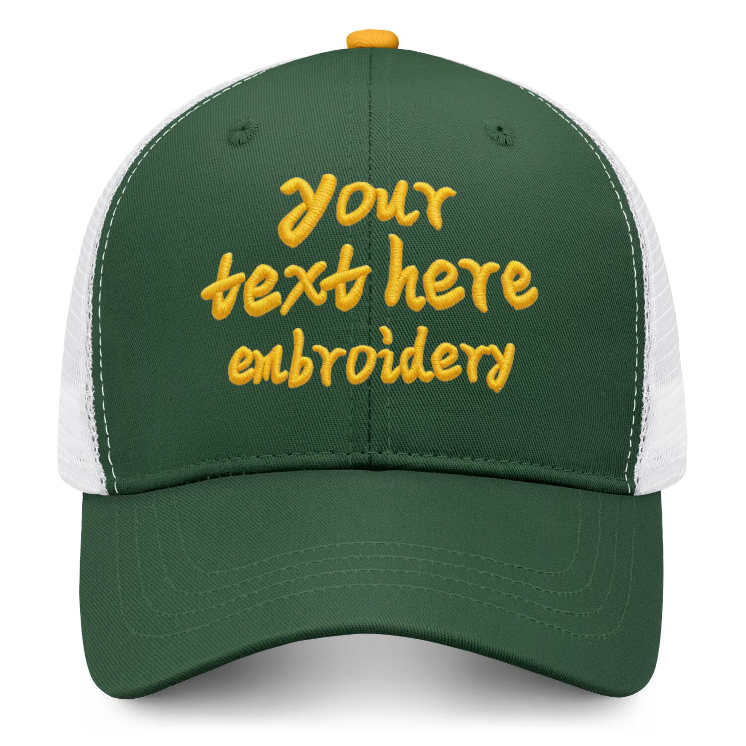 Vosoli Olive Green & White Mesh-Back Trucker Cap - Unisex Personal & Team Custom 3D Embroidery or Print Hat