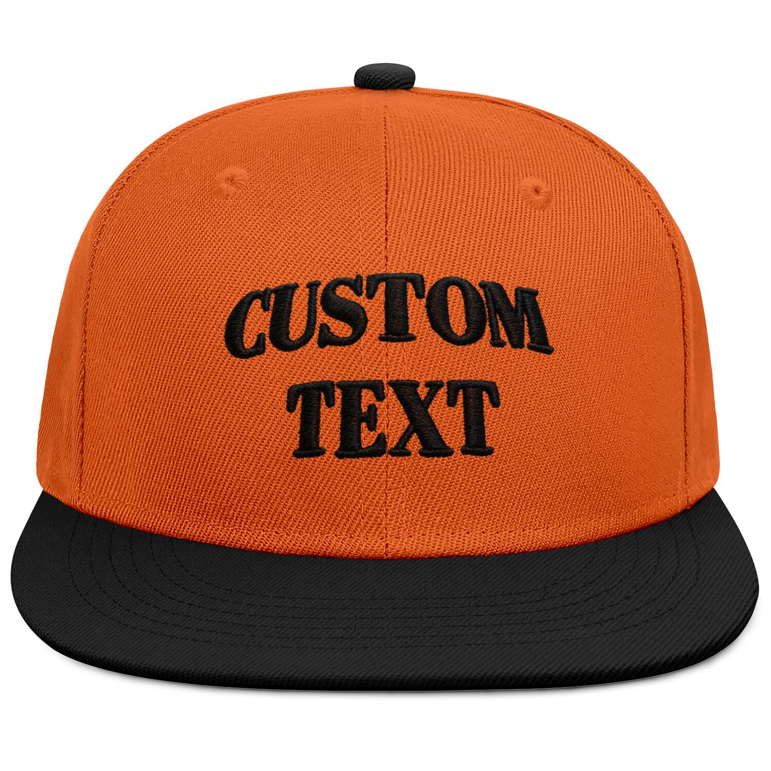 Vosoli Orange & Black Color-Block Flat-Brim Hat - Unisex Personal & Team Custom 3D Embroidery or Print Cap