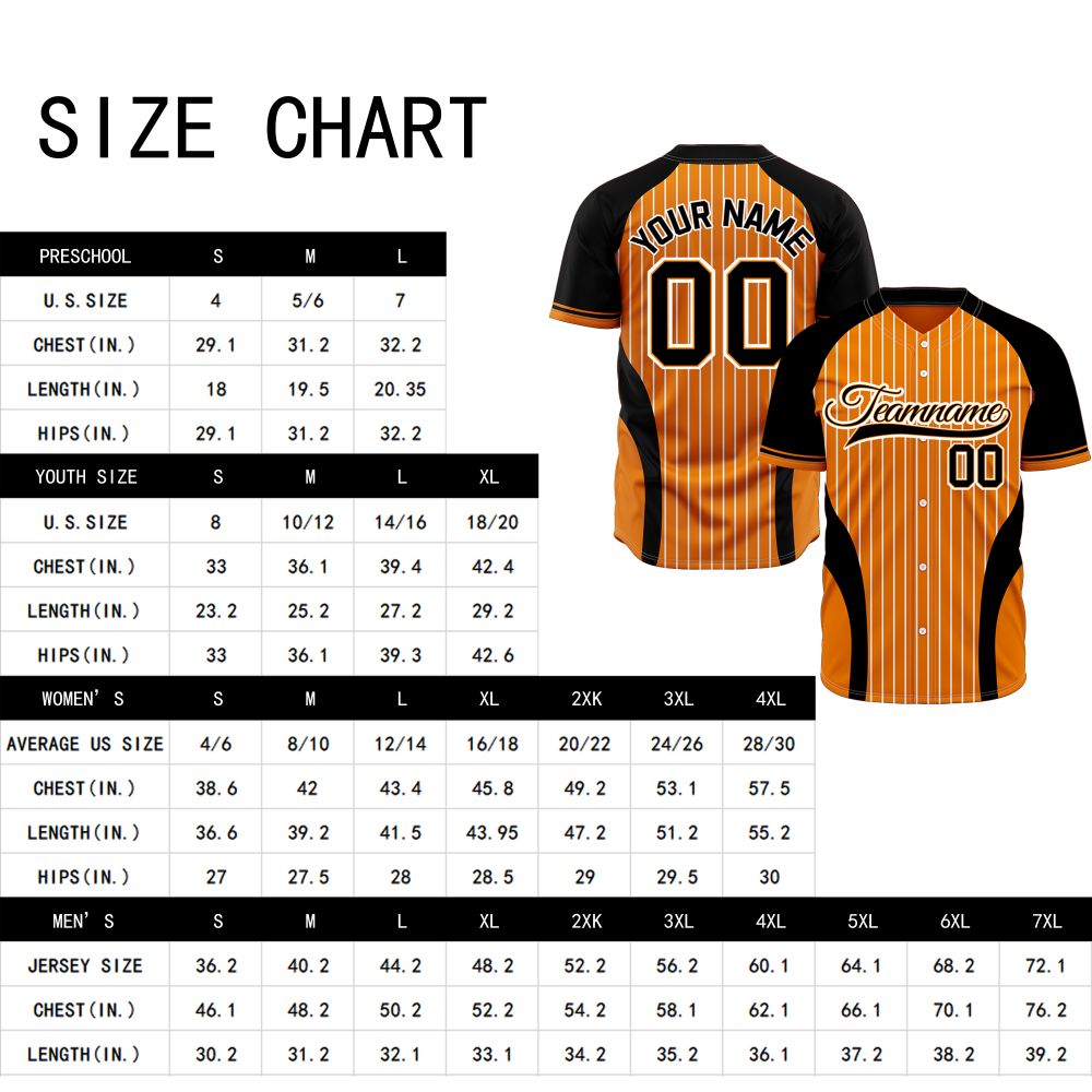 VOSOLI Custom Orange & Black Pinstripe Baseball Jersey - Sublimated Team Uniform
