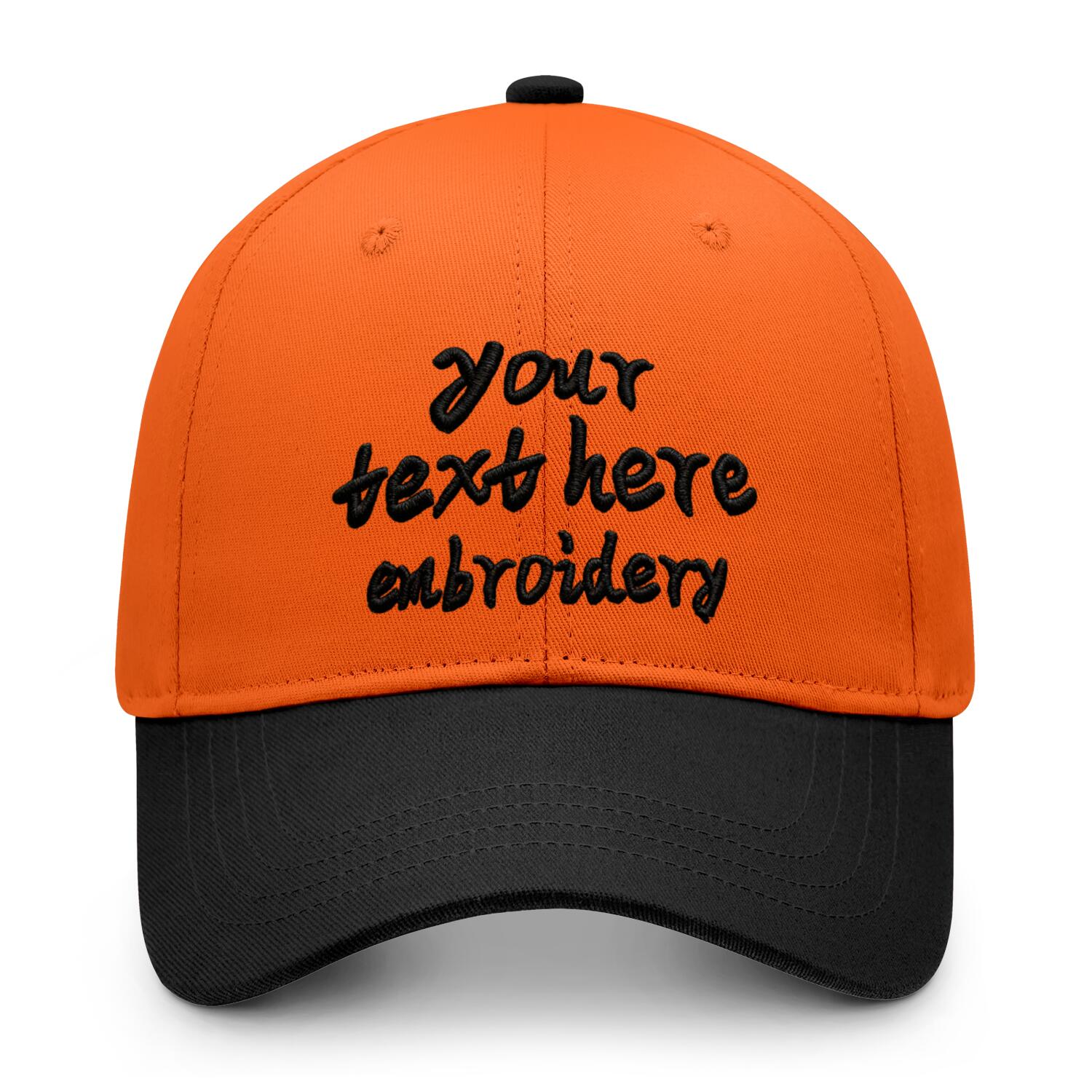 Vosoli Orange Black Two-Tone Baseball Cap - Unisex Custom 3D Embroidery or Print