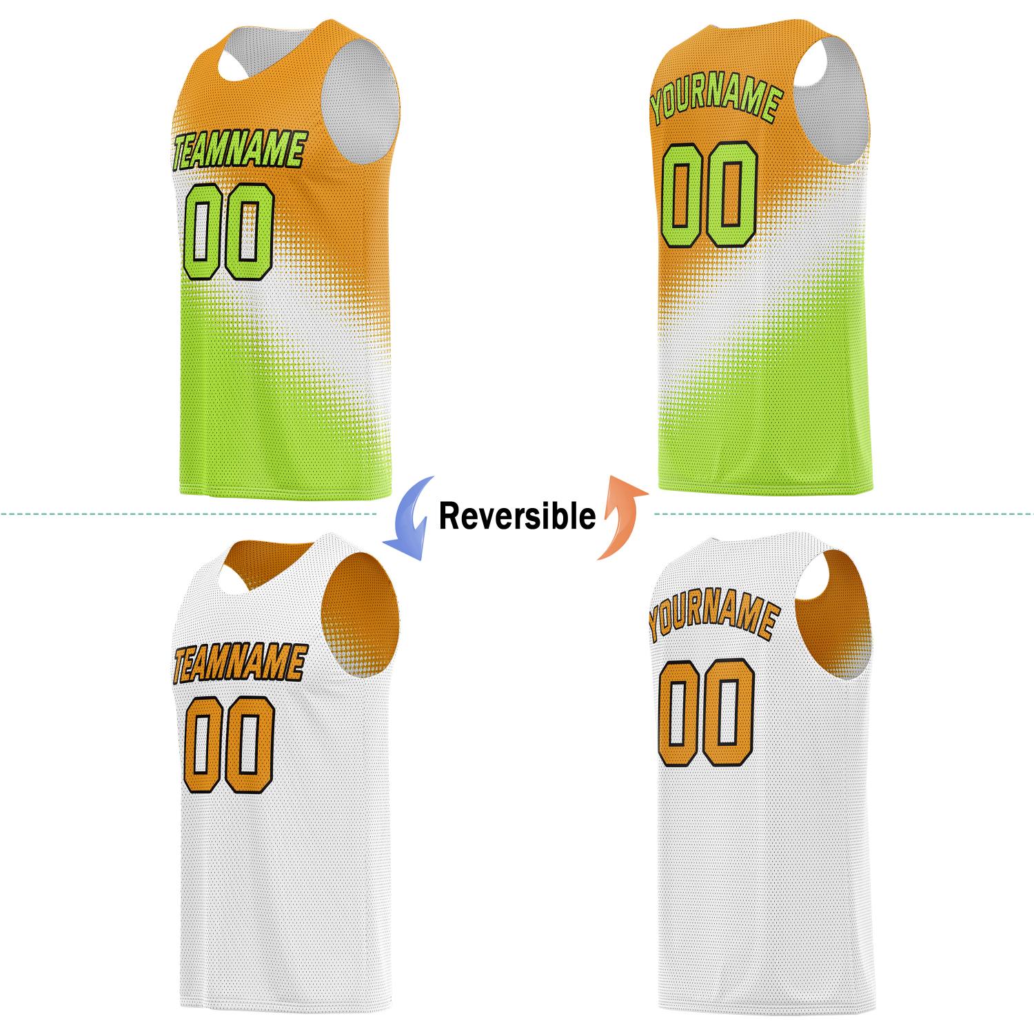 Custom Reversible Basketball Jersey for Individuals & Teams – Orange, Green & White | Vosoli