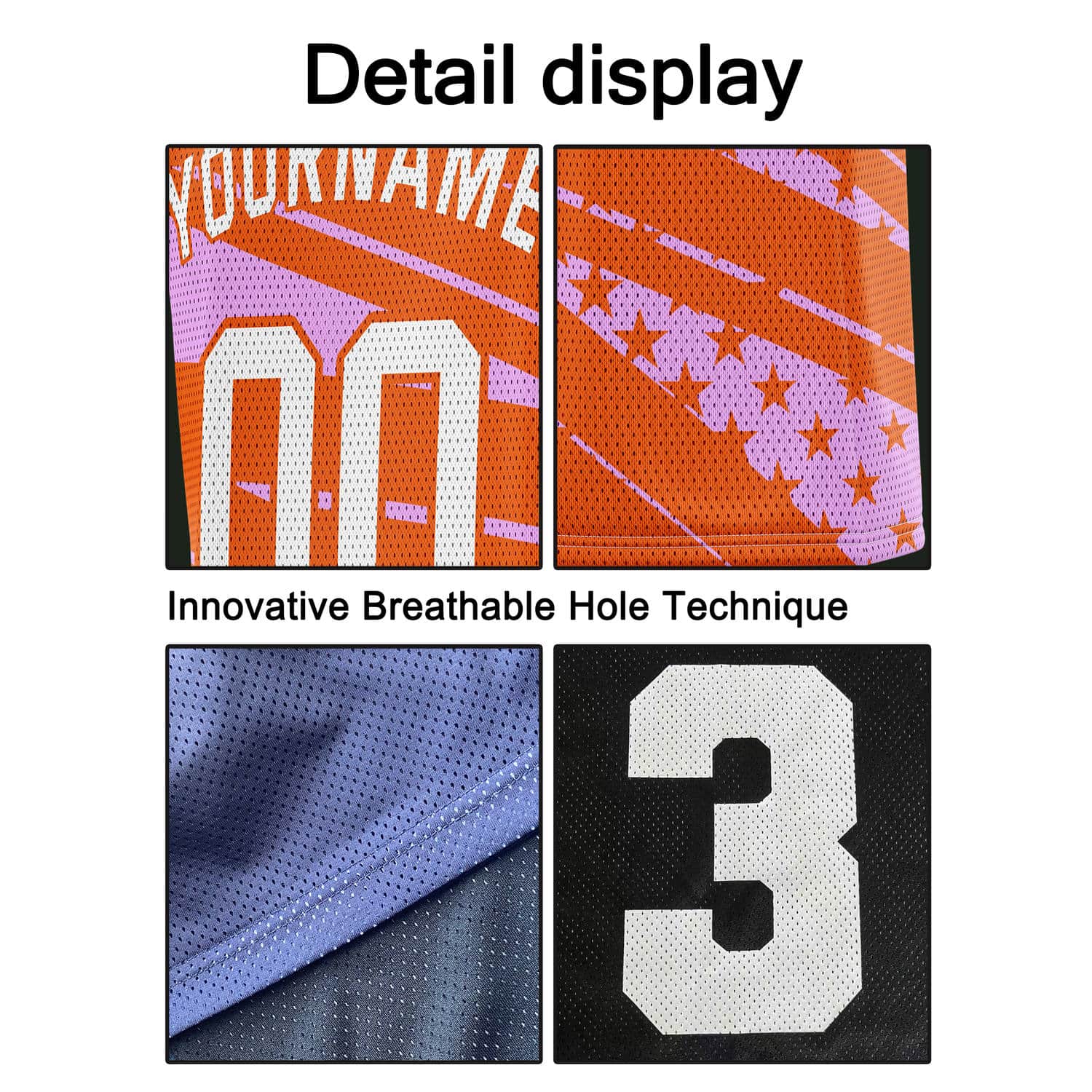 Custom Reversible Basketball Jersey for Individuals & Teams – Orange Pink White Star Stripe | Vosoli