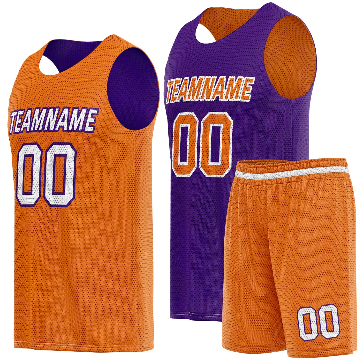 Custom Reversible Basketball Jersey & Shorts Set for Individuals & Teams – Orange Purple | Vosoli