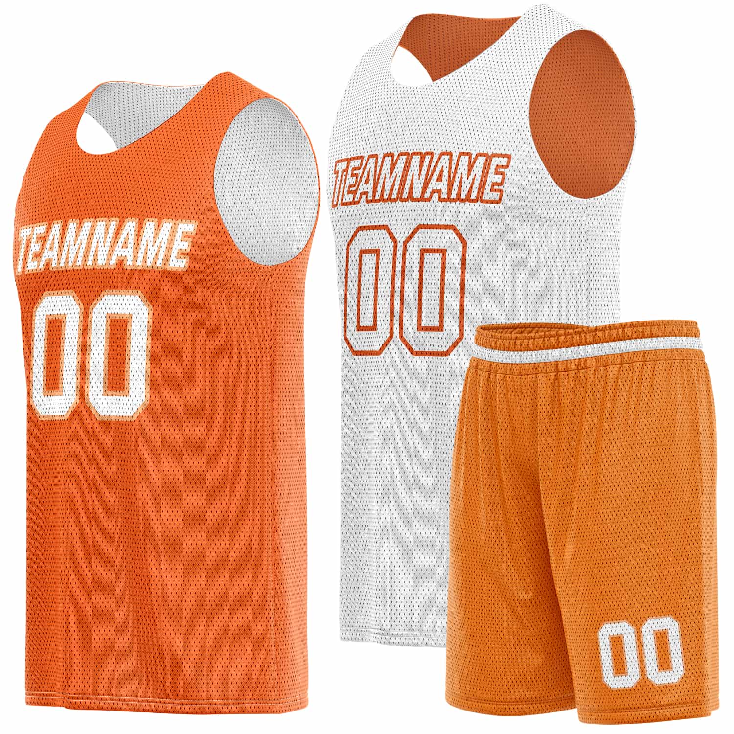 Custom Reversible Basketball Jersey & Shorts Set for Individuals & Teams – Orange White Vosoli