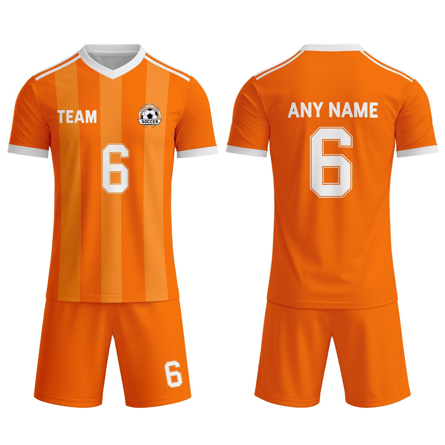 Custom Orange & White Striped Soccer Uniform Set for Teams & Individuals | Vosoli