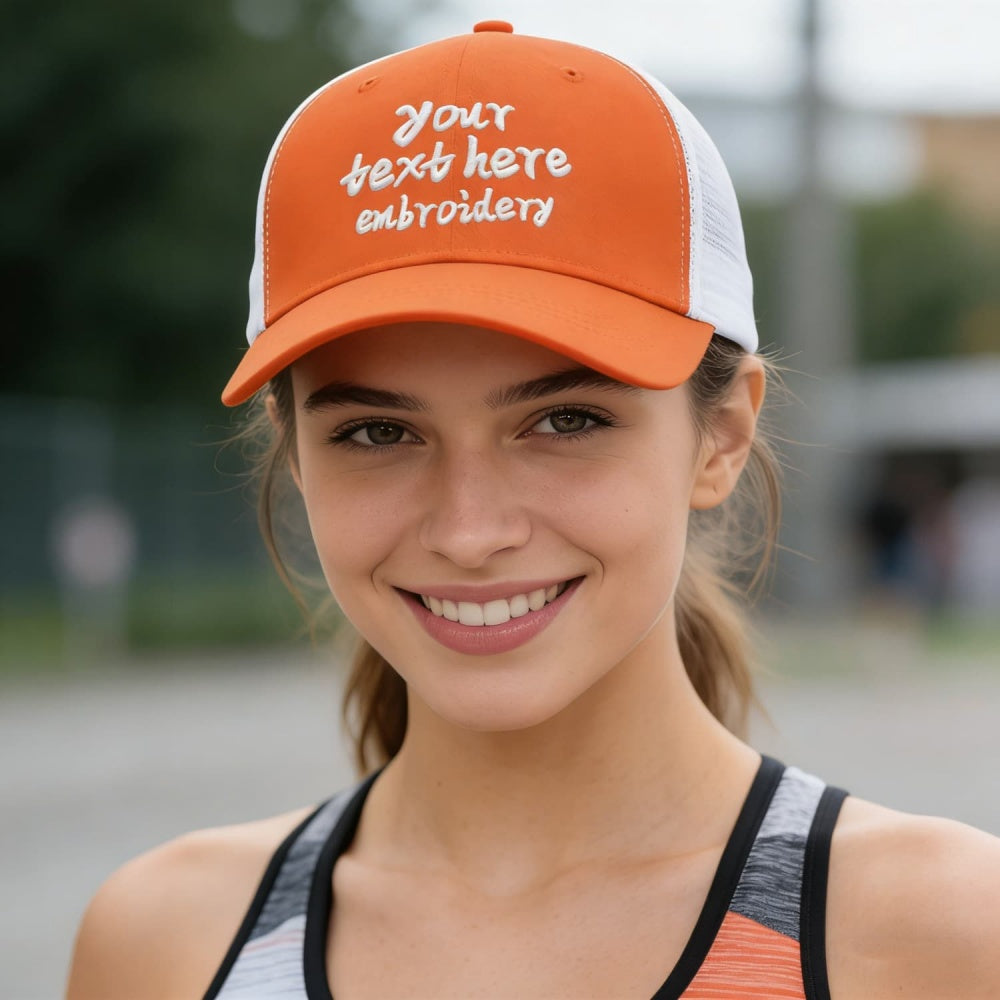 Vosoli Orange White Trucker Cap - Custom Embroidered Personalized Hat