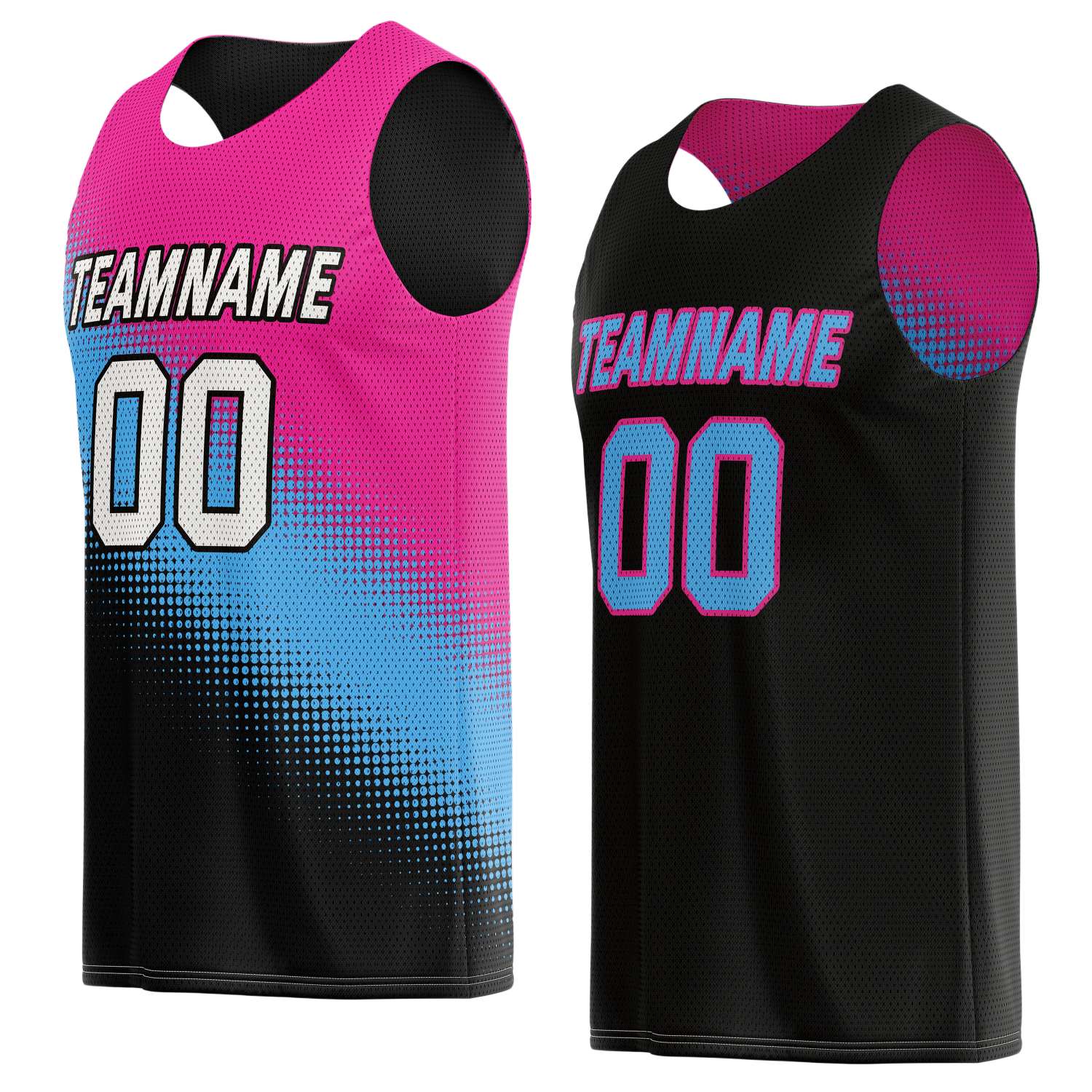 Custom Reversible Basketball Jersey for Individuals & Teams – Pink, Blue & Black | Vosoli