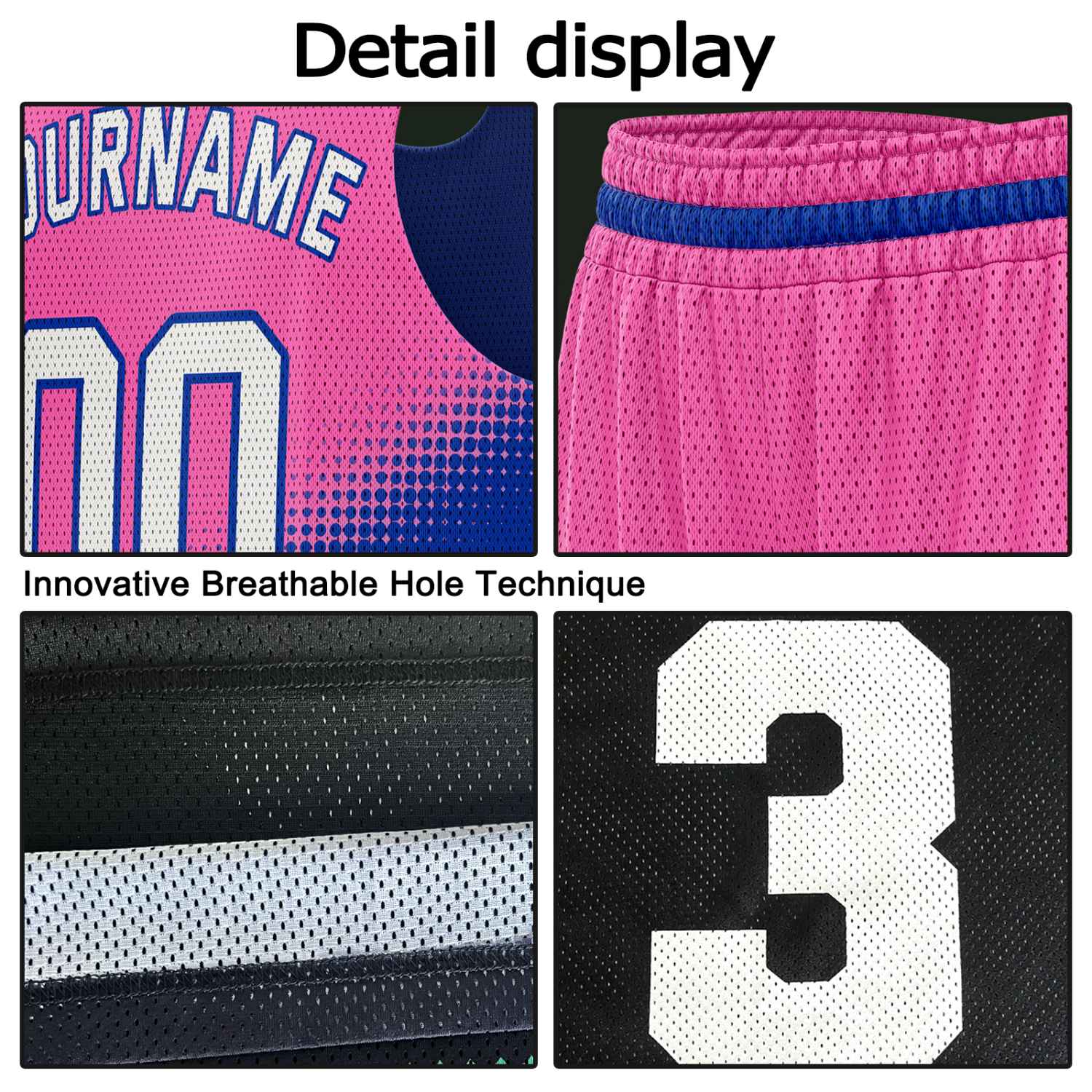 Custom Reversible Basketball Jersey & Shorts Set for Individuals & Teams – Pink Cyan Navy Dot Gradient | Vosoli