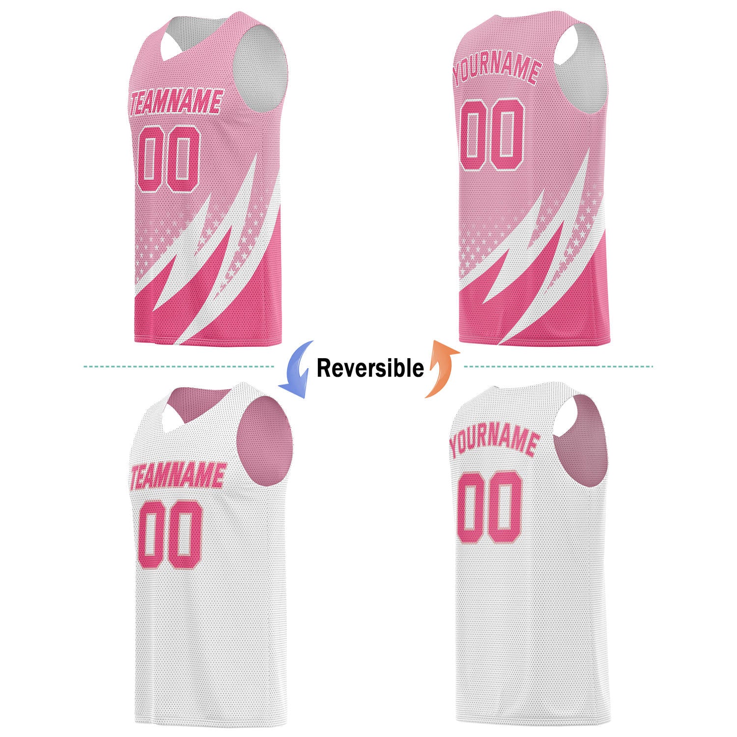 Custom Reversible Basketball Jersey for Individuals & Teams – Pink & White | Vosoli