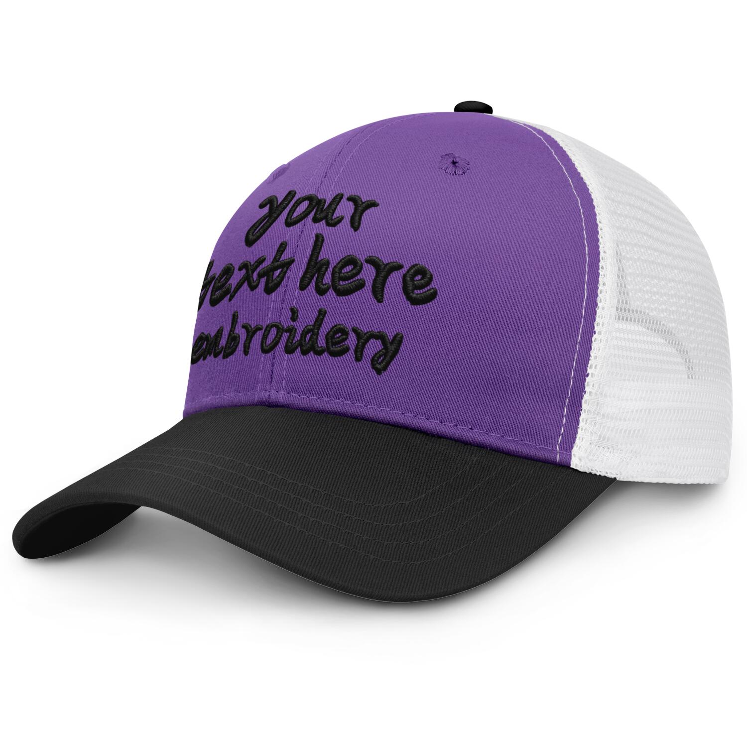 Vosoli Purple & Black Two-Tone Baseball Trucker Hat - Unisex Custom 3D Embroidery or Print