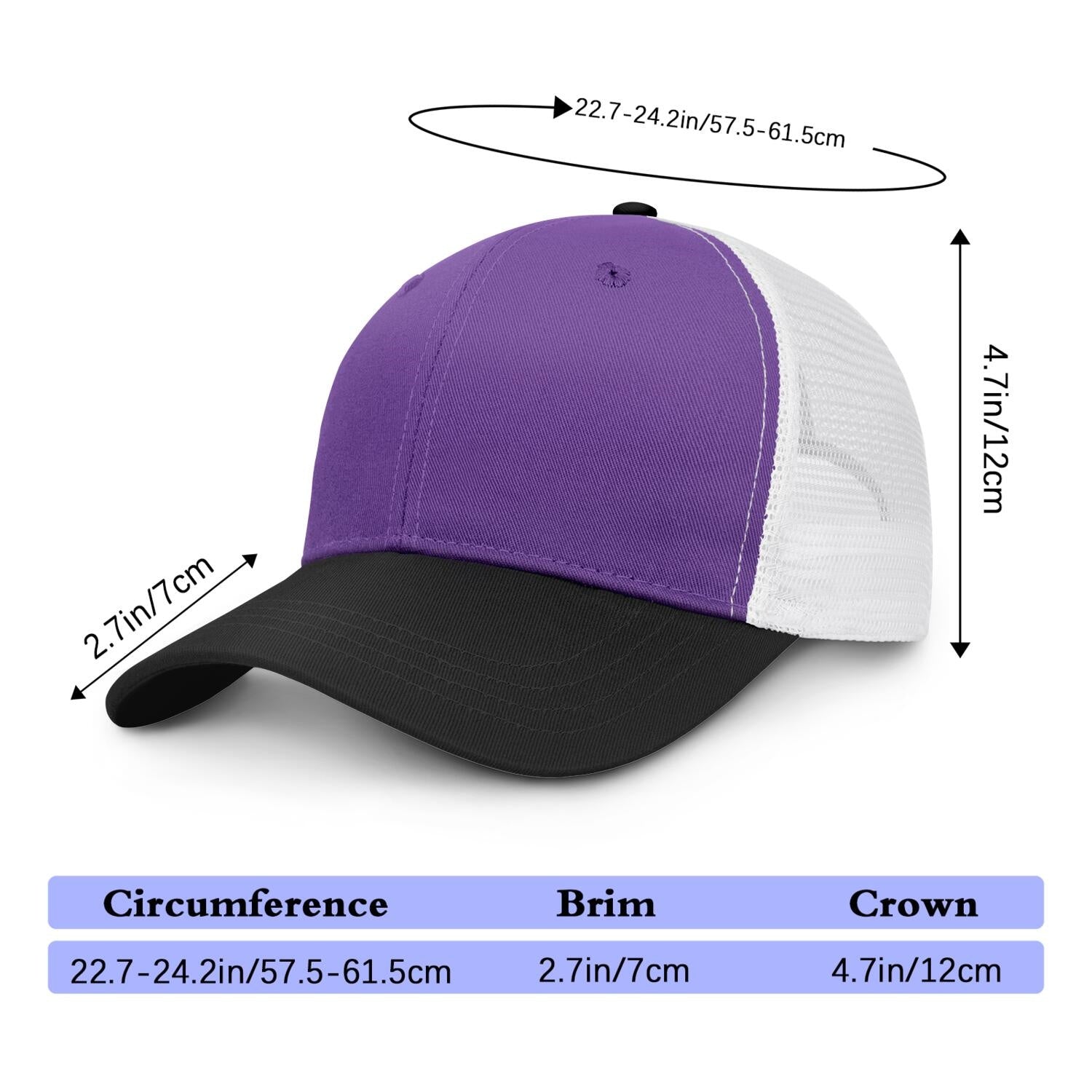 Vosoli Purple & Black Two-Tone Baseball Trucker Hat - Unisex Custom 3D Embroidery or Print