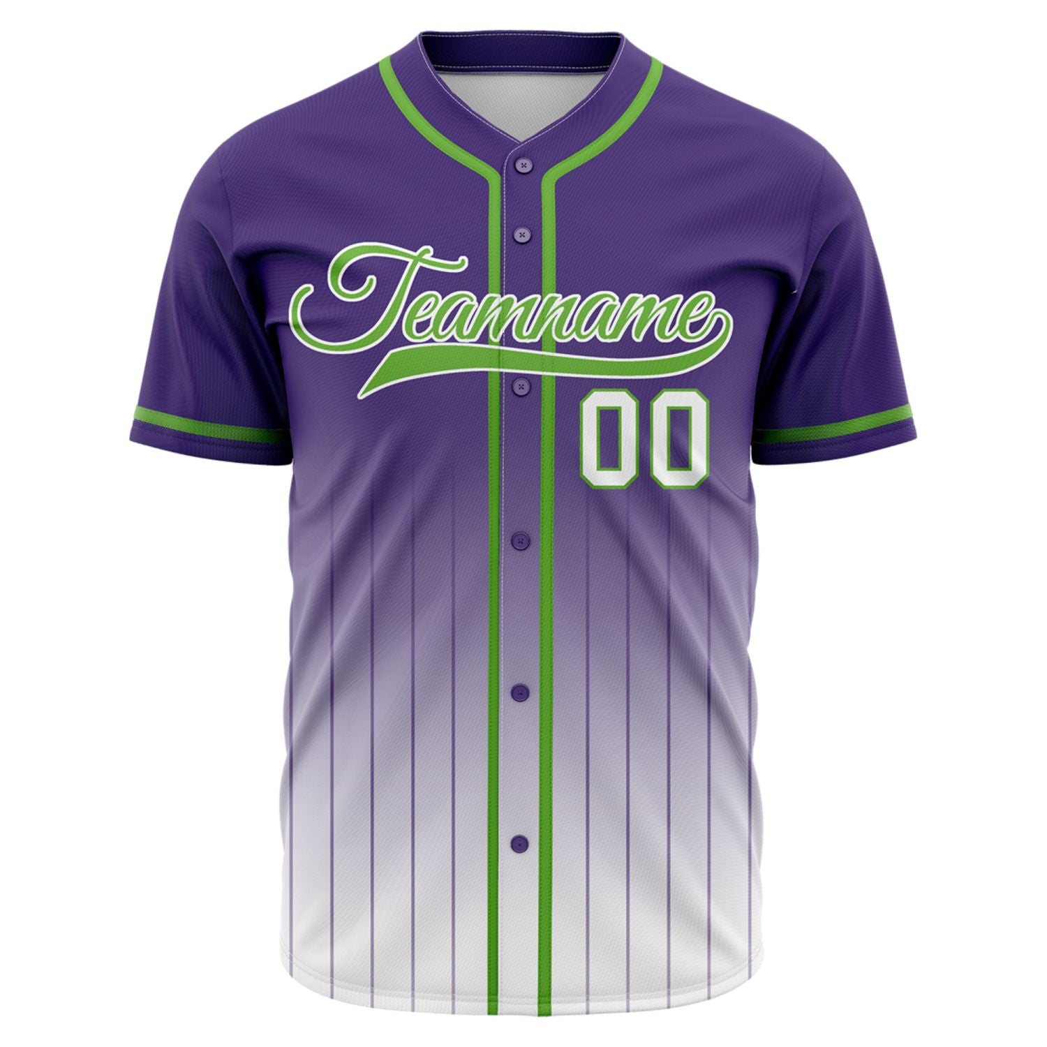 VOSOLI Neon Edge Purple & Green Gradient Pinstripe Baseball Jersey