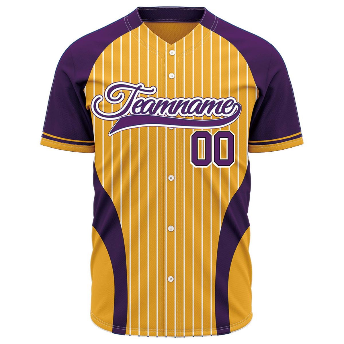 VOSOLI Custom Purple & Gold Pinstripe Baseball Jersey - Sublimated Elite Uniform