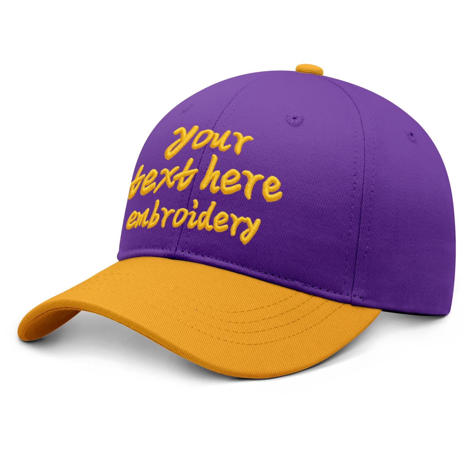 Vosoli Purple Gold Two-Tone Baseball Cap - Unisex Custom 3D Embroidery or Print