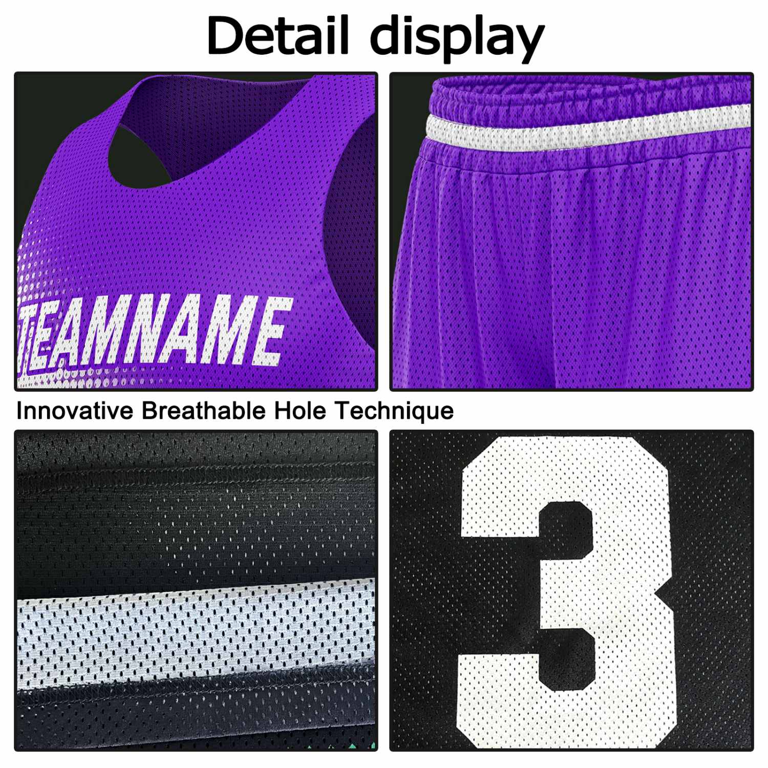 Custom Reversible Basketball Jersey & Shorts Set for Individuals & Teams – Purple Gold White Dot Gradient | Vosoli