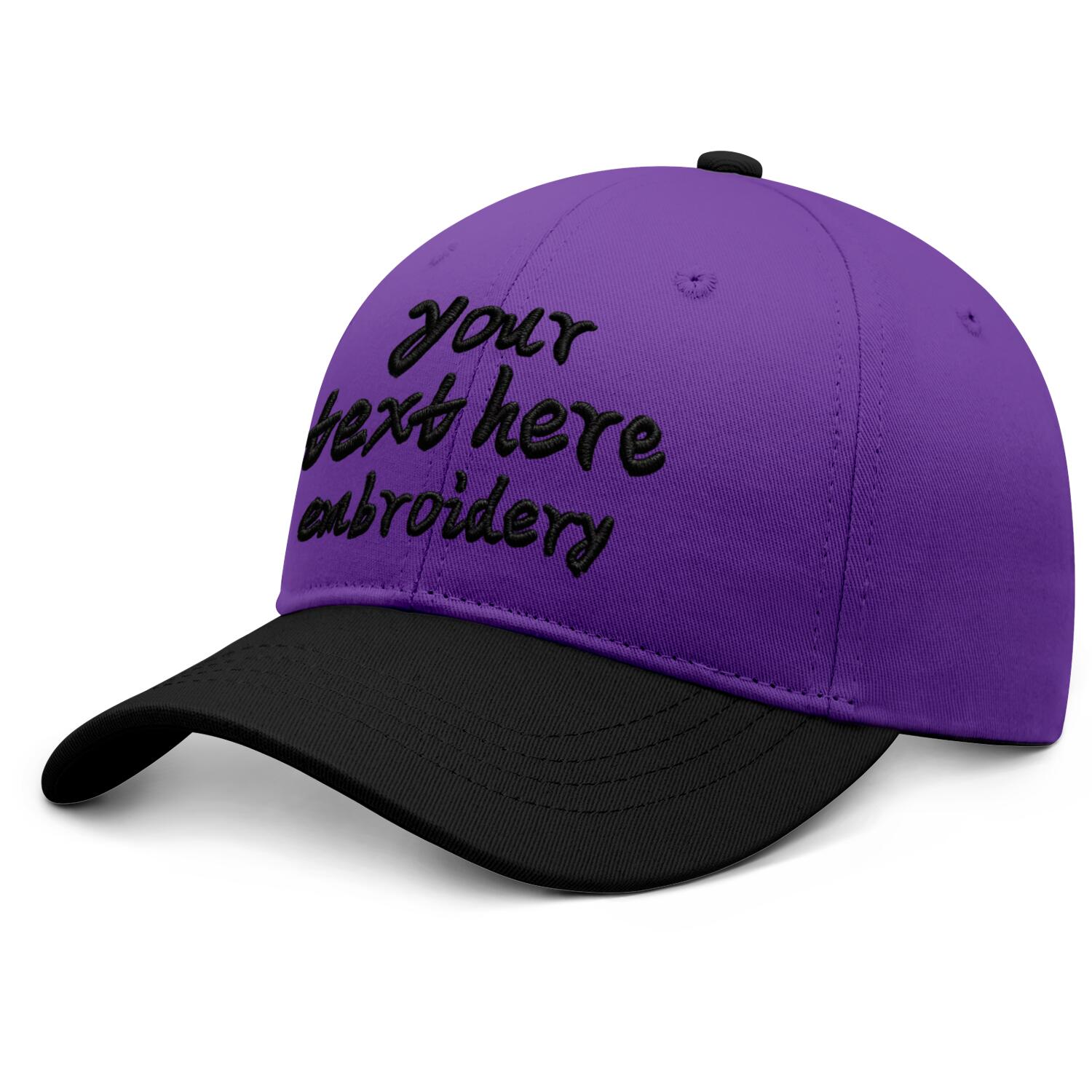 Vosoli Purple Black Two-Tone Baseball Cap - Unisex Custom 3D Embroidery or Print