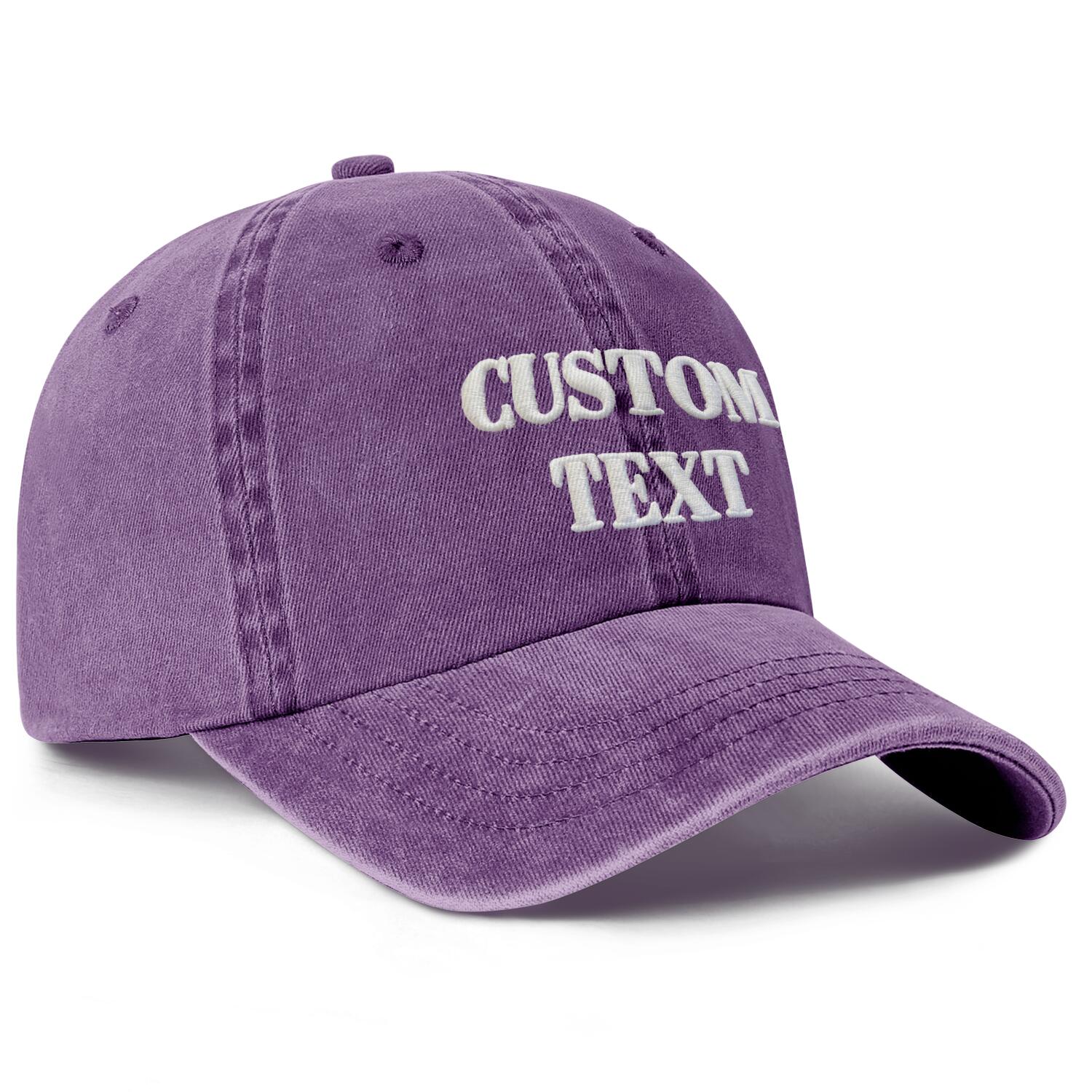 Vosoli Purple Washed Denim Unisex Baseball Cap - Team Custom 3D Embroidery or Print Personalized Hats