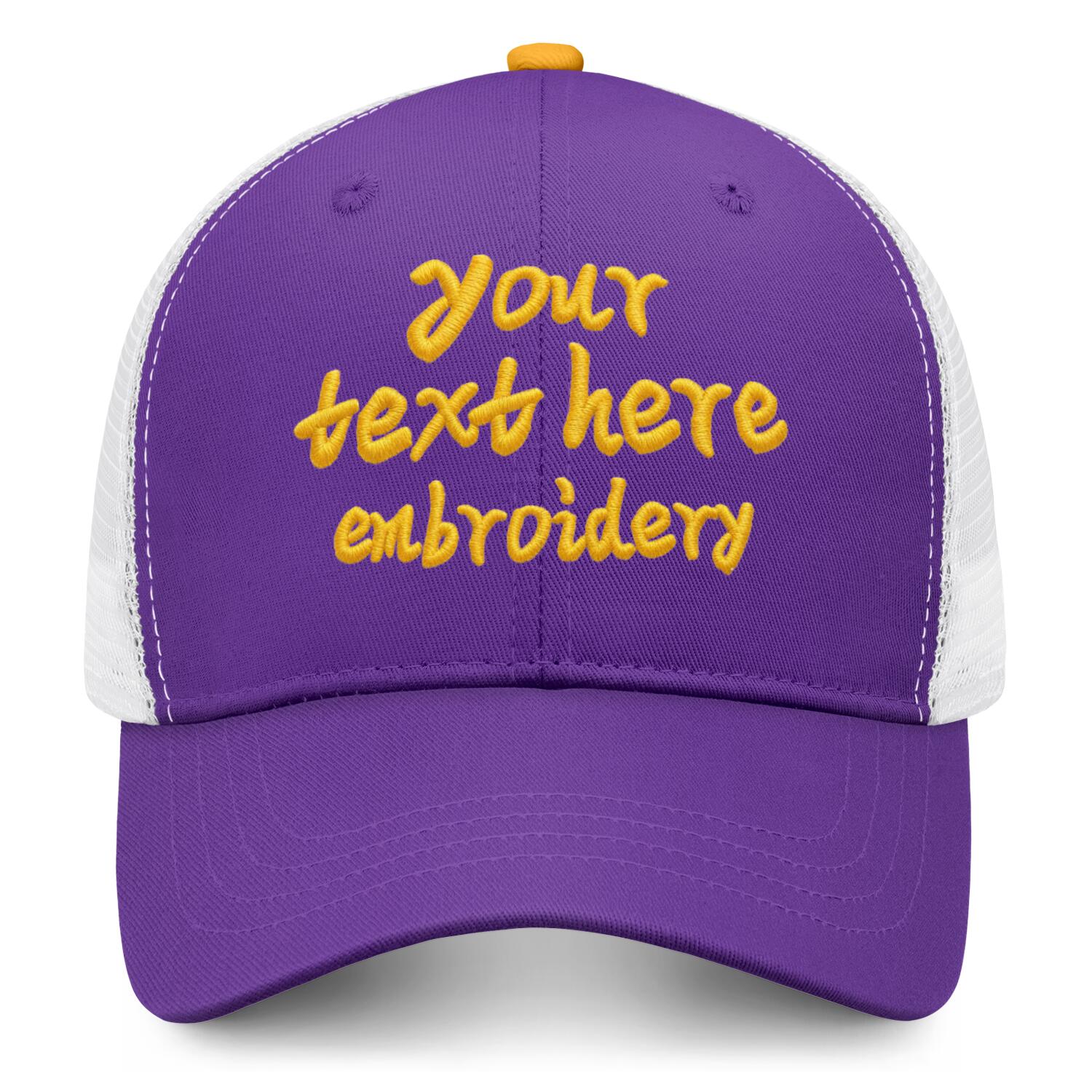 Vosoli Purple & White Mesh-Back Trucker Cap - Unisex Personal & Team Custom 3D Embroidery or Print Hat