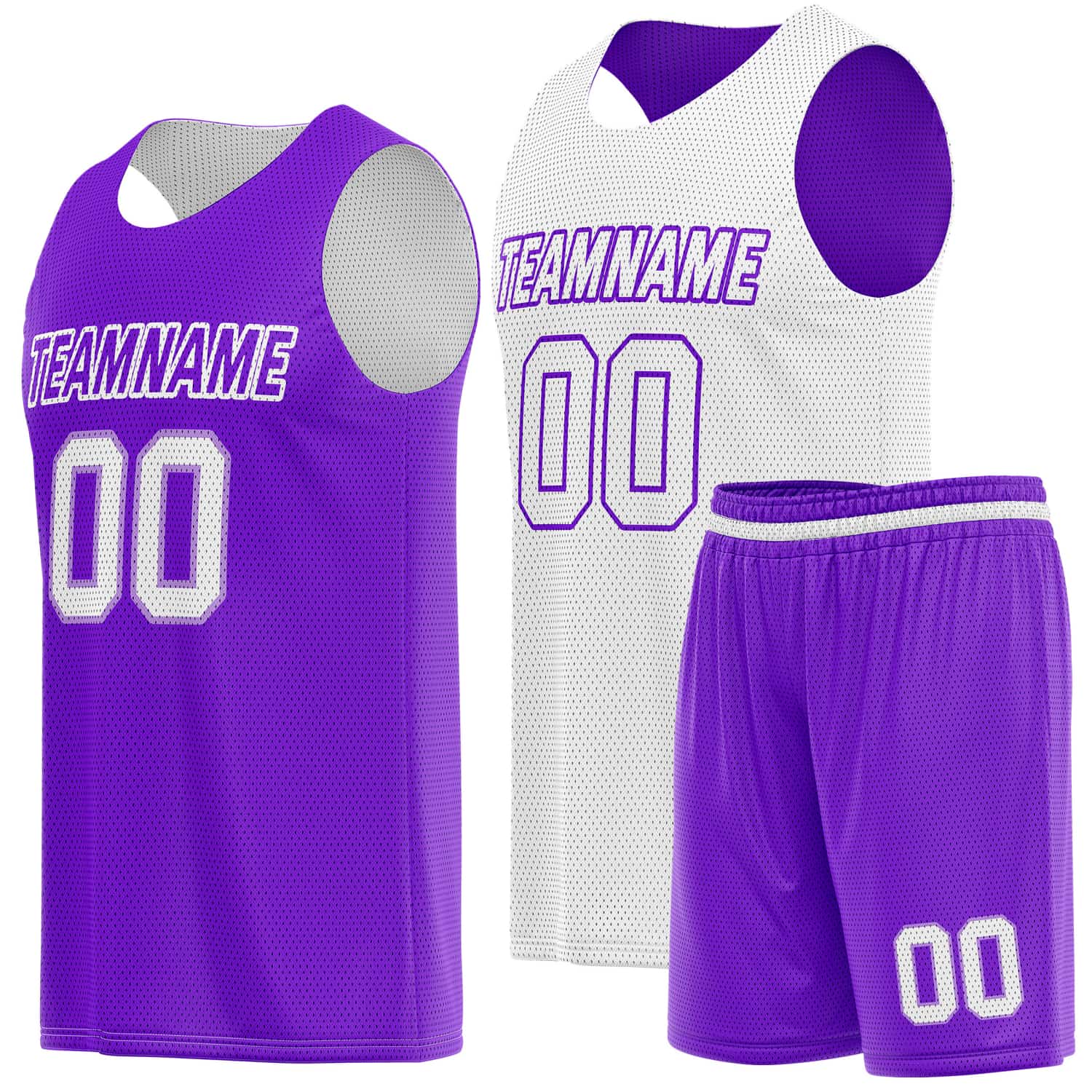 Custom Reversible Basketball Jersey Shorts Set – Purple White | Vosoli (For Teams & Individuals)
