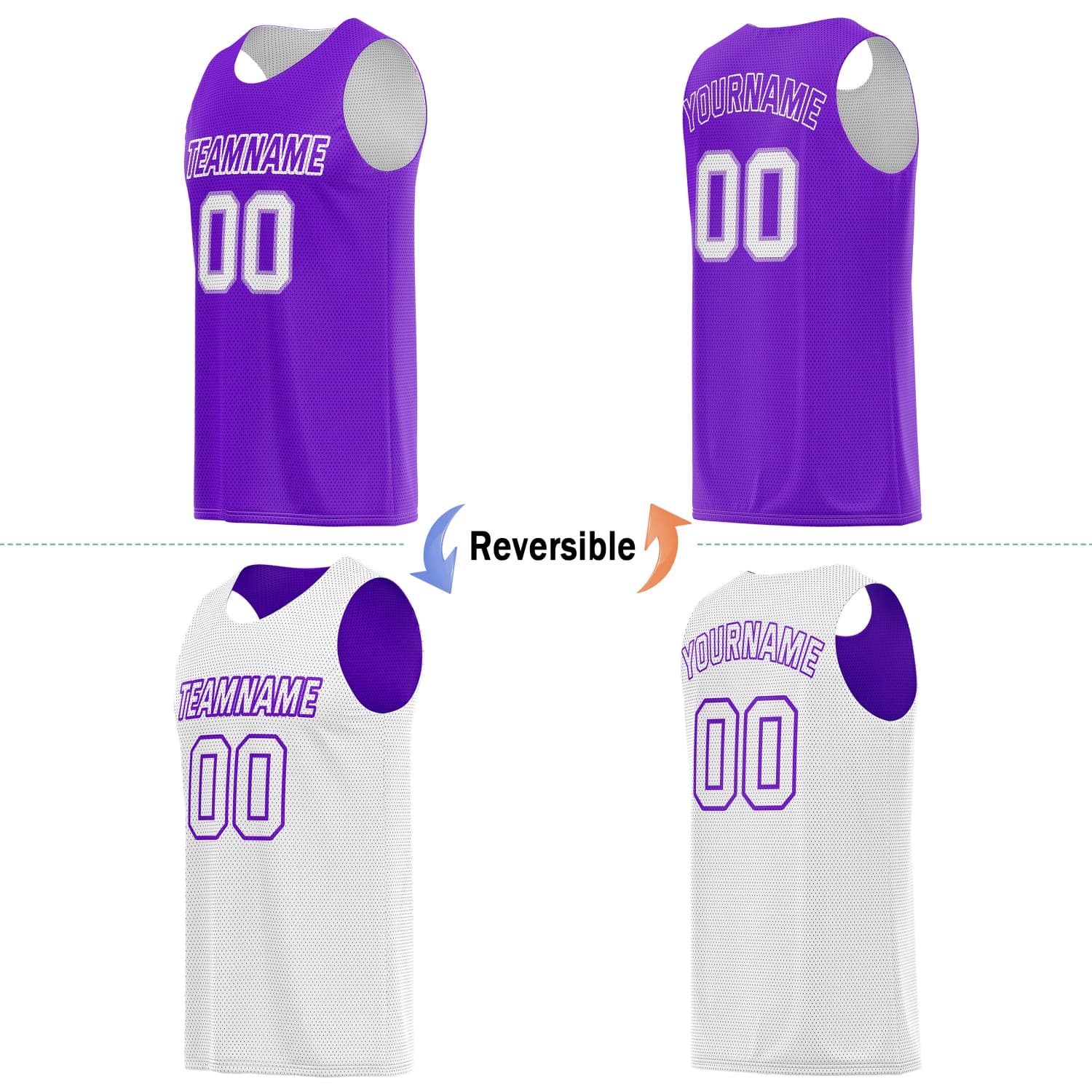 Custom Reversible Basketball Jersey Shorts Set – Purple White | Vosoli (For Teams & Individuals)