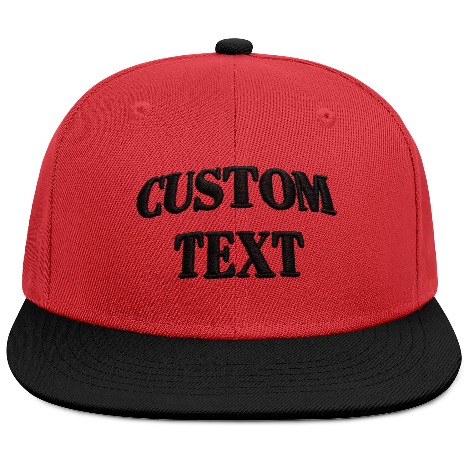 Vosoli Red & Black Color-Block Flat-Brim Hat - Unisex Personal & Team Custom 3D Embroidery or Print Cap