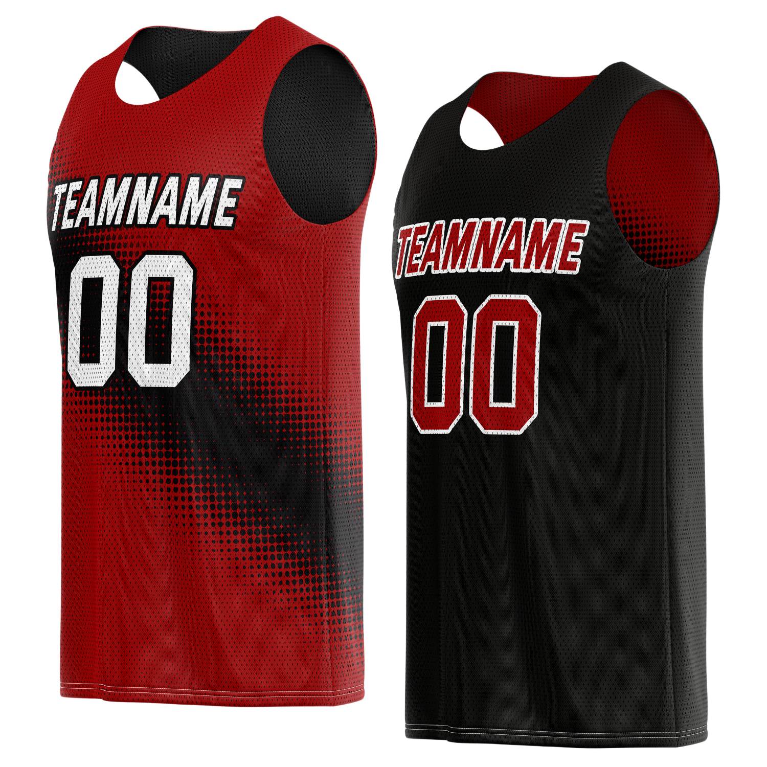 Custom Reversible Basketball Jersey for Individuals & Teams – Red Black Dot Gradient | Vosoli
