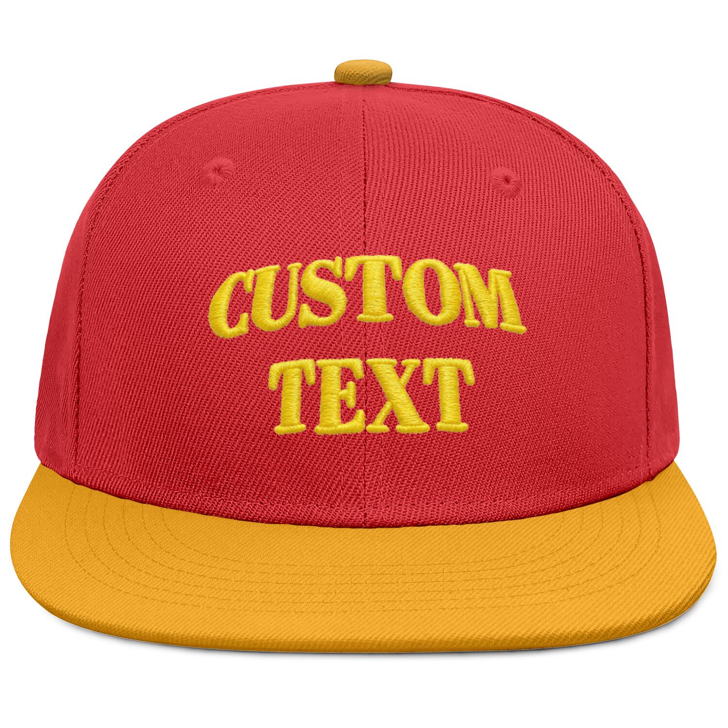 Vosoli Red & Gold Color-Block Flat-Brim Hat - Unisex Personal & Team Custom 3D Embroidery or Print Cap
