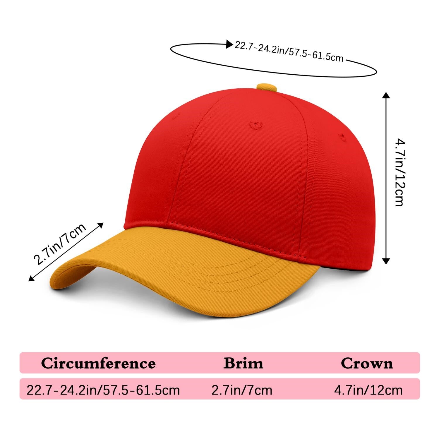 Vosoli Red Gold Two-Tone Baseball Cap - Unisex Custom 3D Embroidery or Print