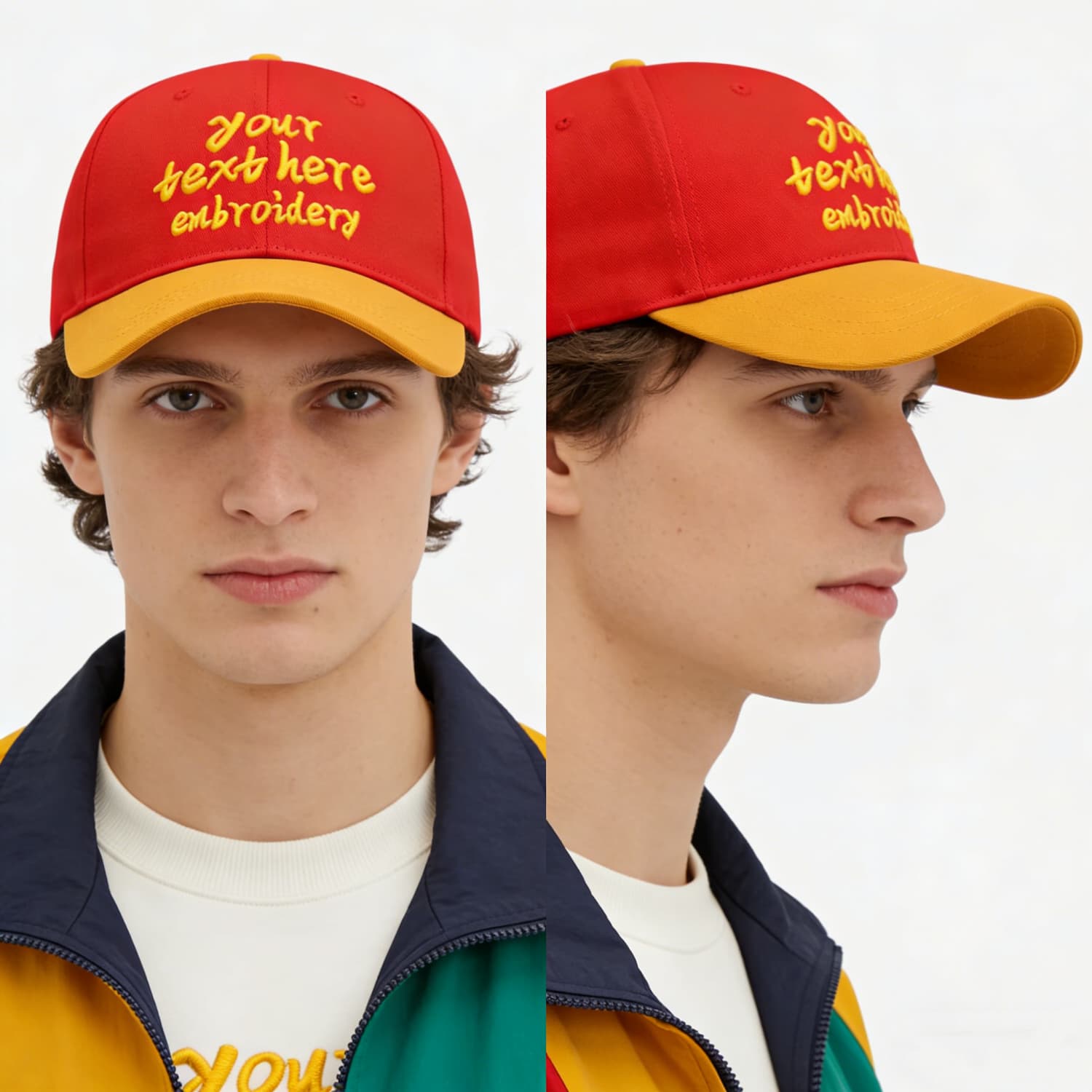 Vosoli Red Gold Two-Tone Baseball Cap - Unisex Custom 3D Embroidery or Print
